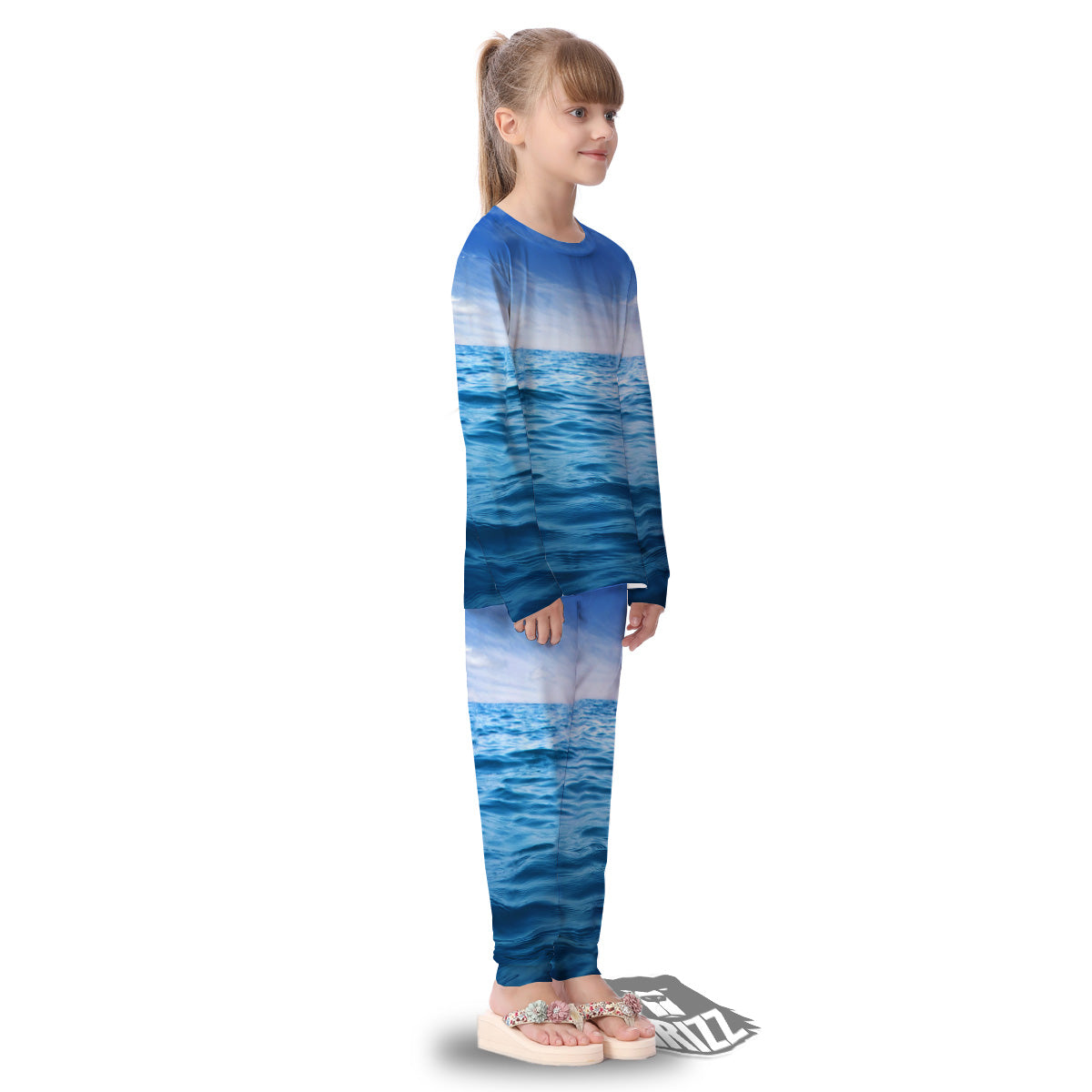 Ocean Blue Print Kid's Pajamas-grizzshop
