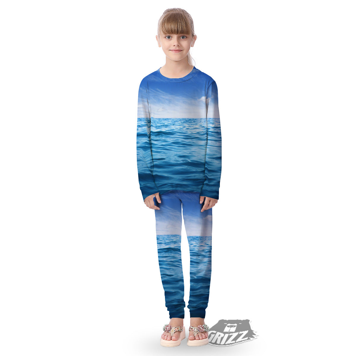 Ocean Blue Print Kid's Pajamas-grizzshop