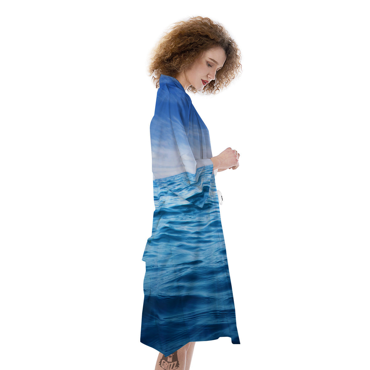 Ocean Blue Print Kimono-grizzshop