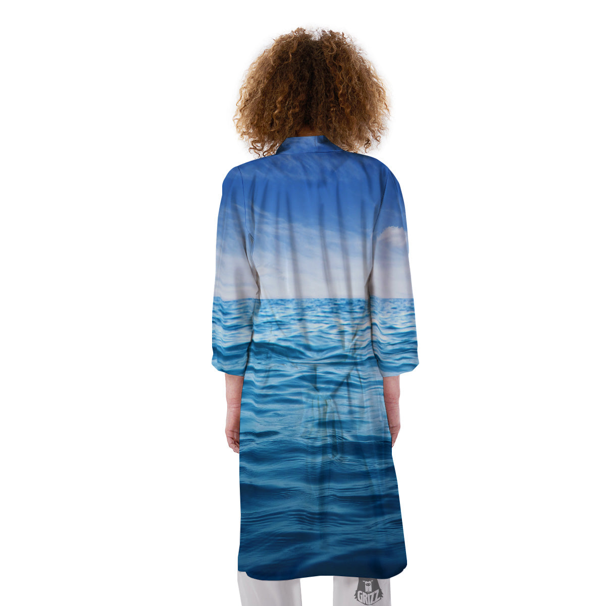 Ocean Blue Print Kimono-grizzshop