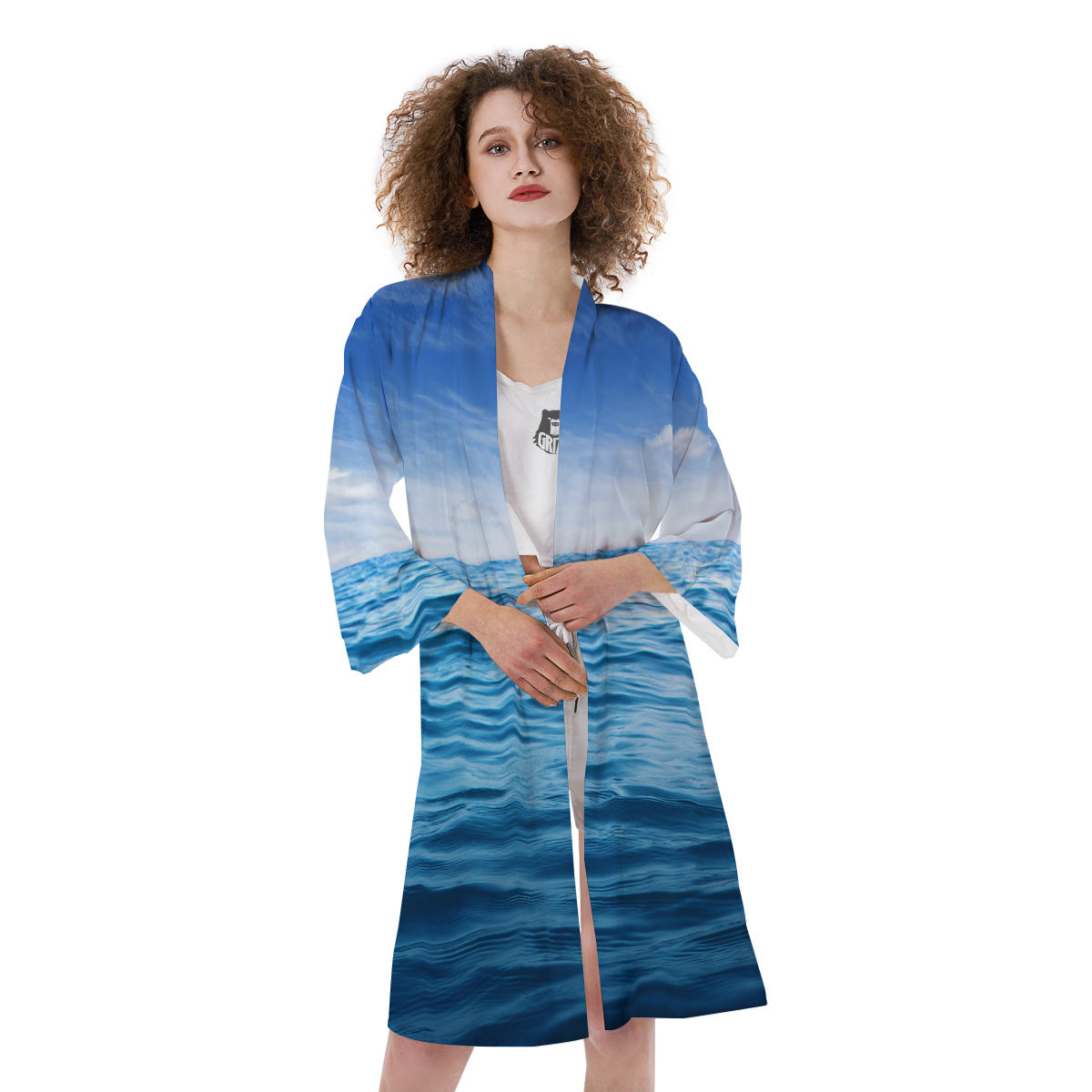 Ocean Blue Print Kimono-grizzshop