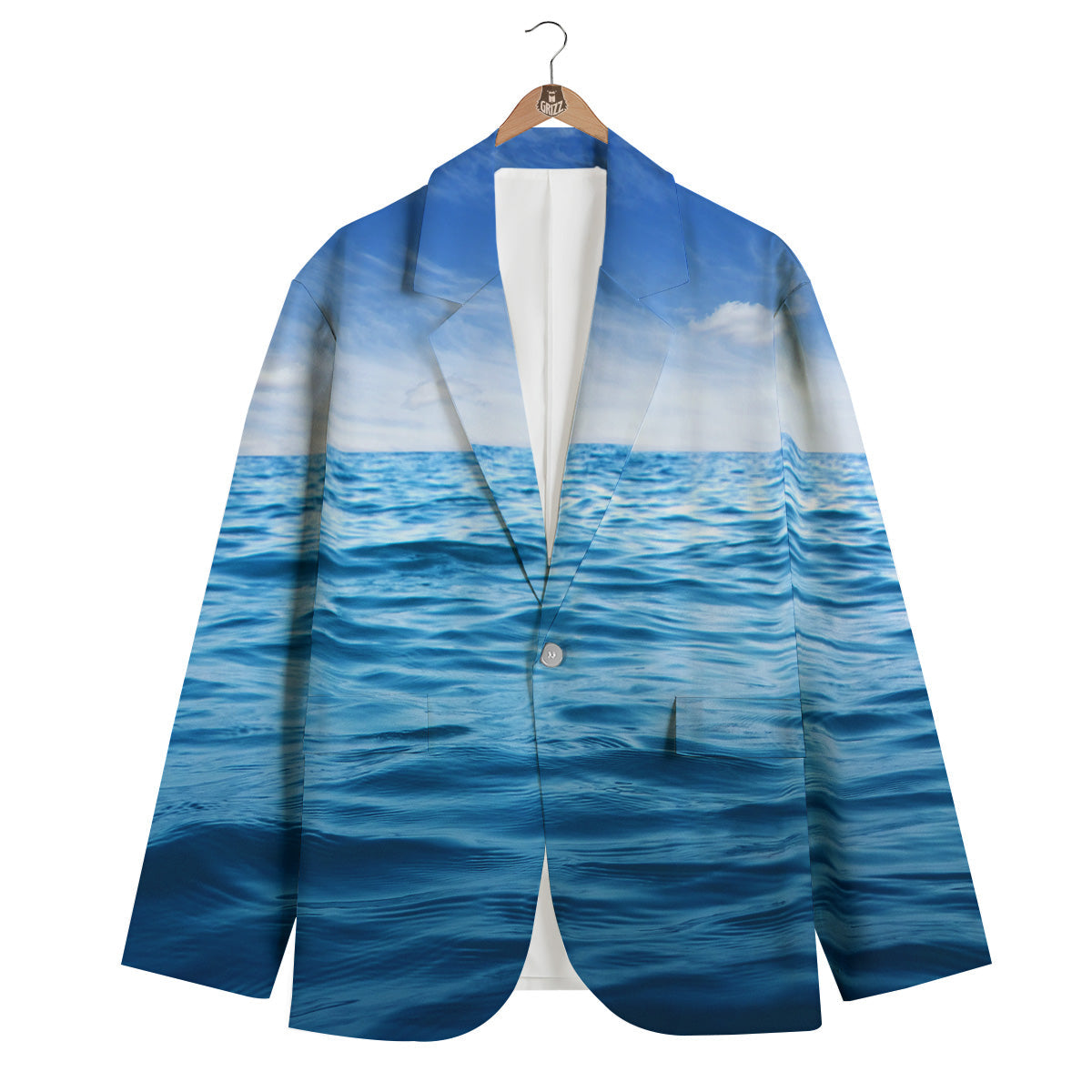 Ocean Blue Print Men's Blazer-grizzshop