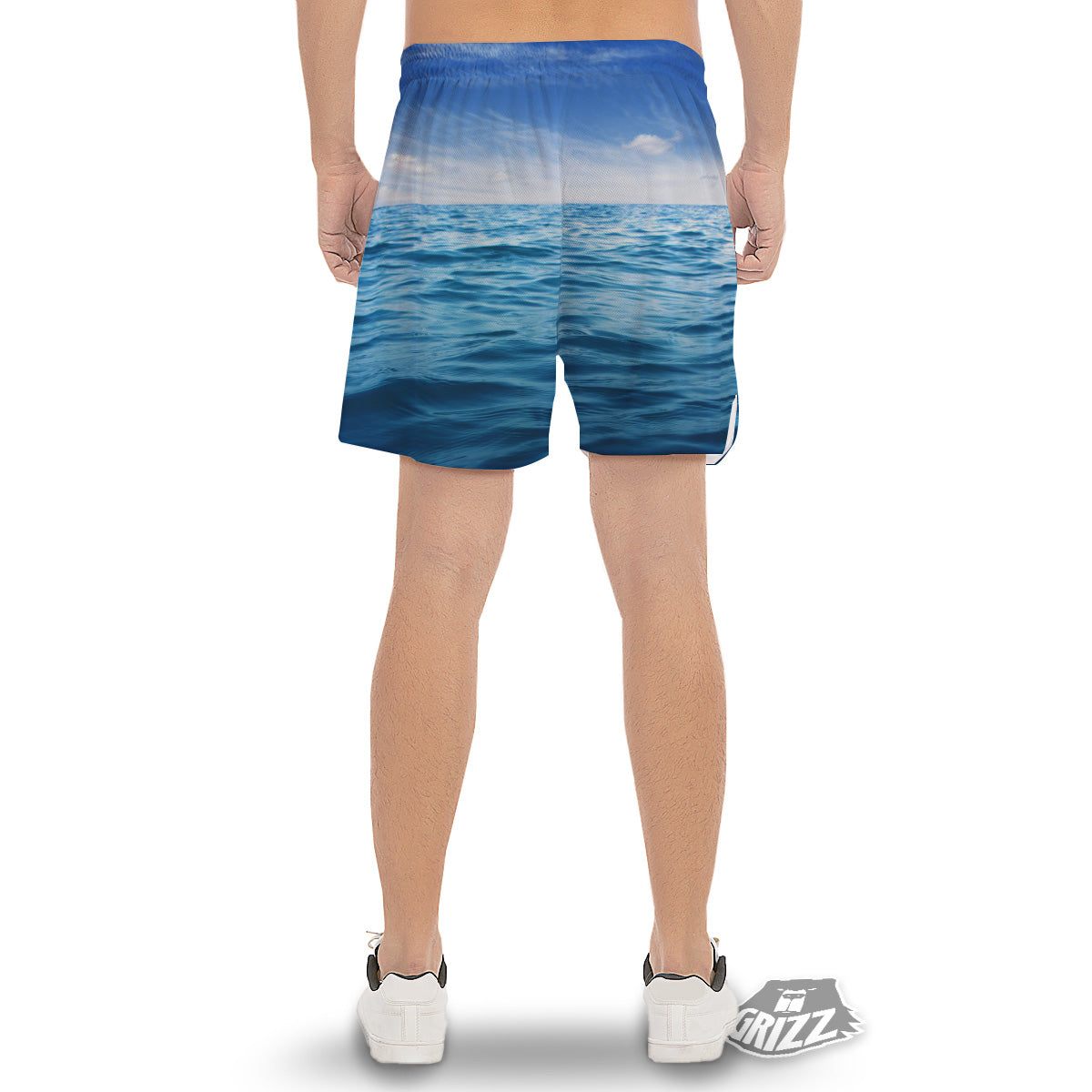 Ocean Blue Print Men's Gym Shorts-grizzshop