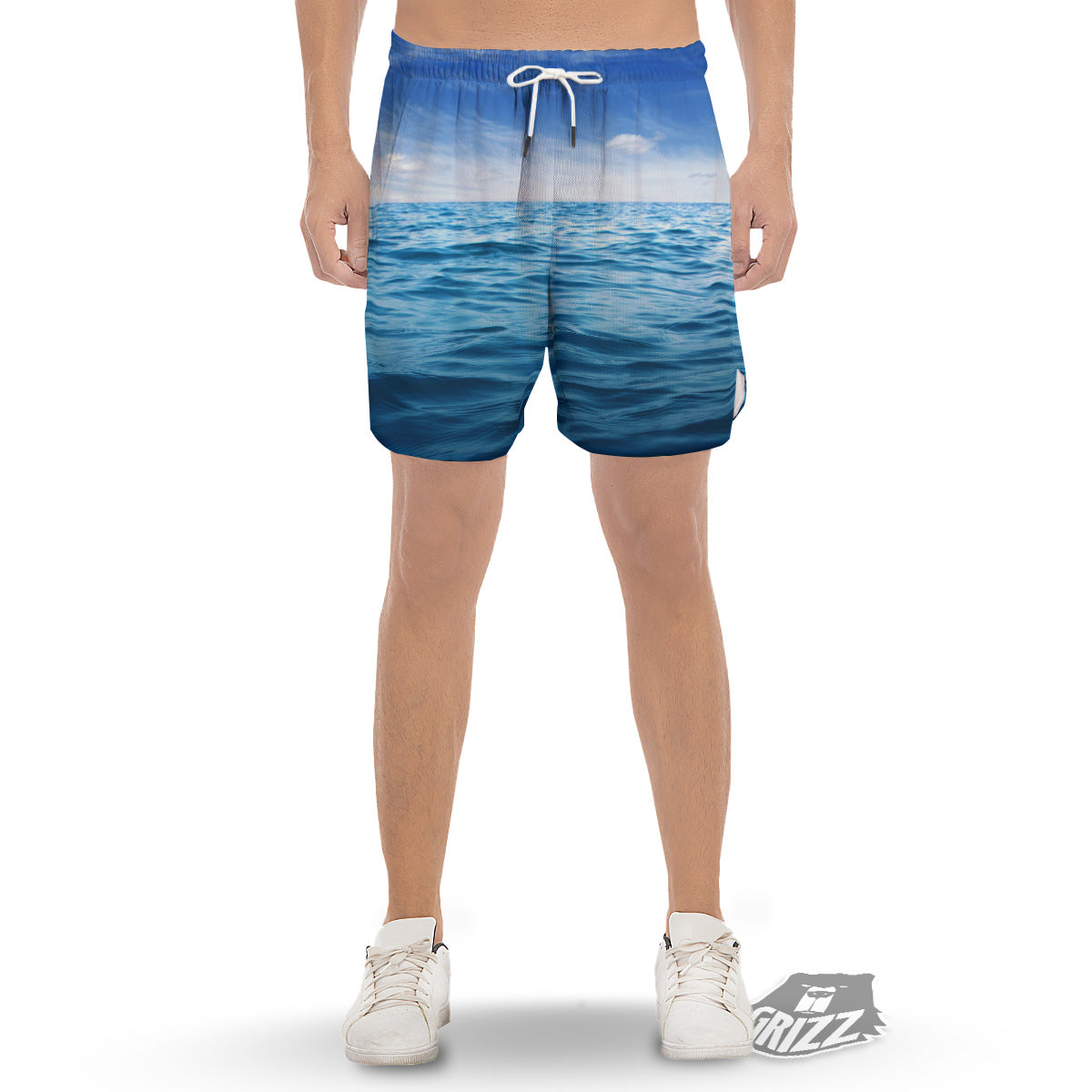 Ocean Blue Print Men's Gym Shorts-grizzshop