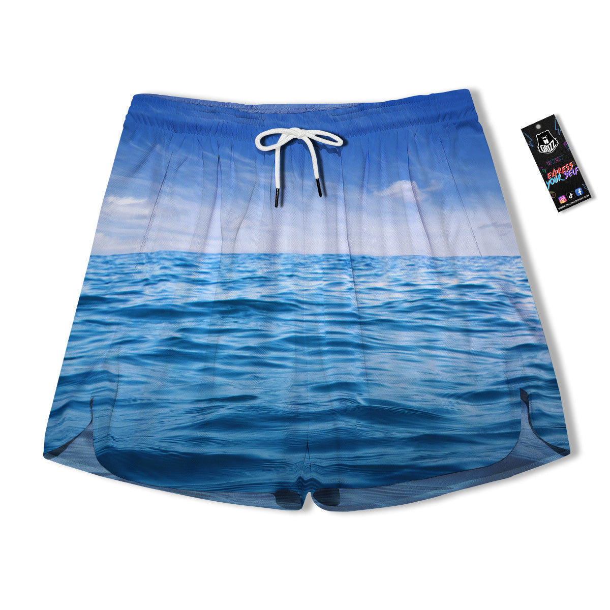 Ocean Blue Print Men's Running Shorts-grizzshop