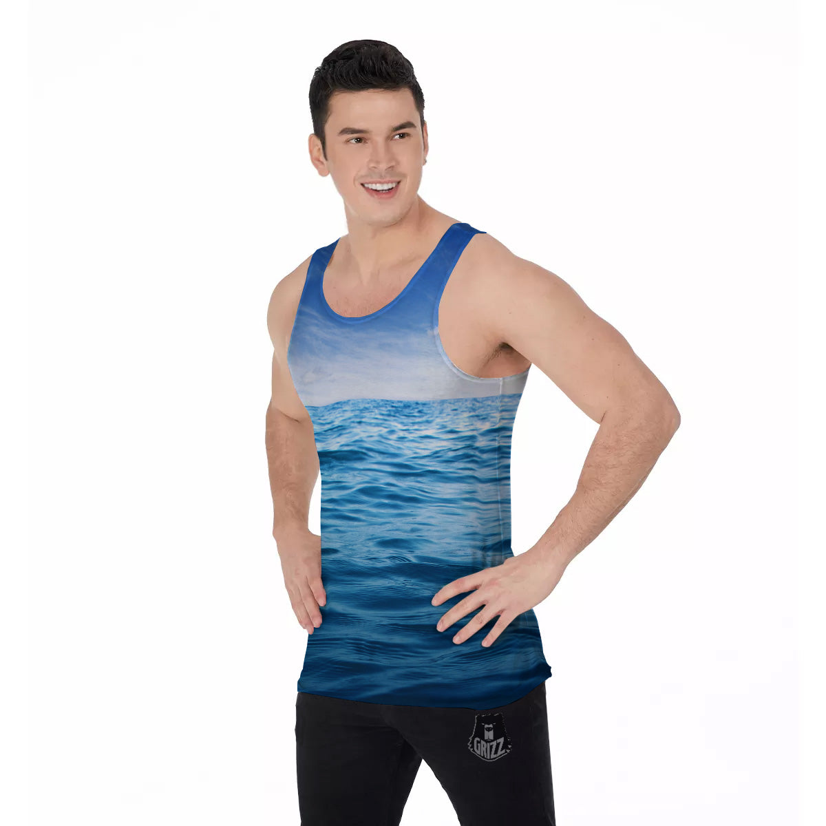 Ocean Blue Print Men's Tank Top-grizzshop