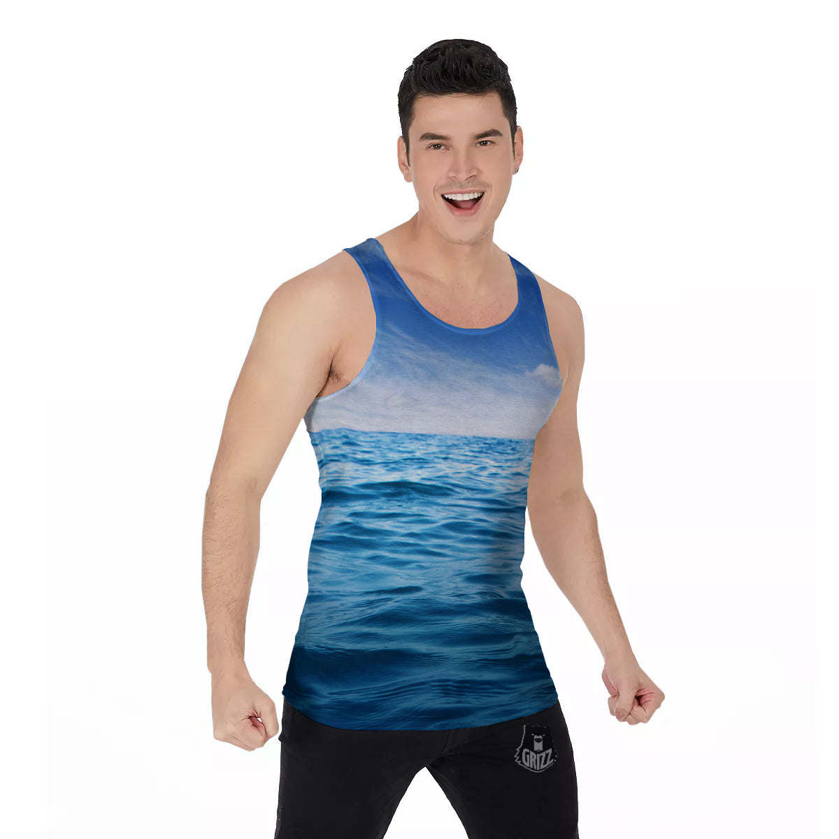 Ocean Blue Print Men's Tank Top-grizzshop
