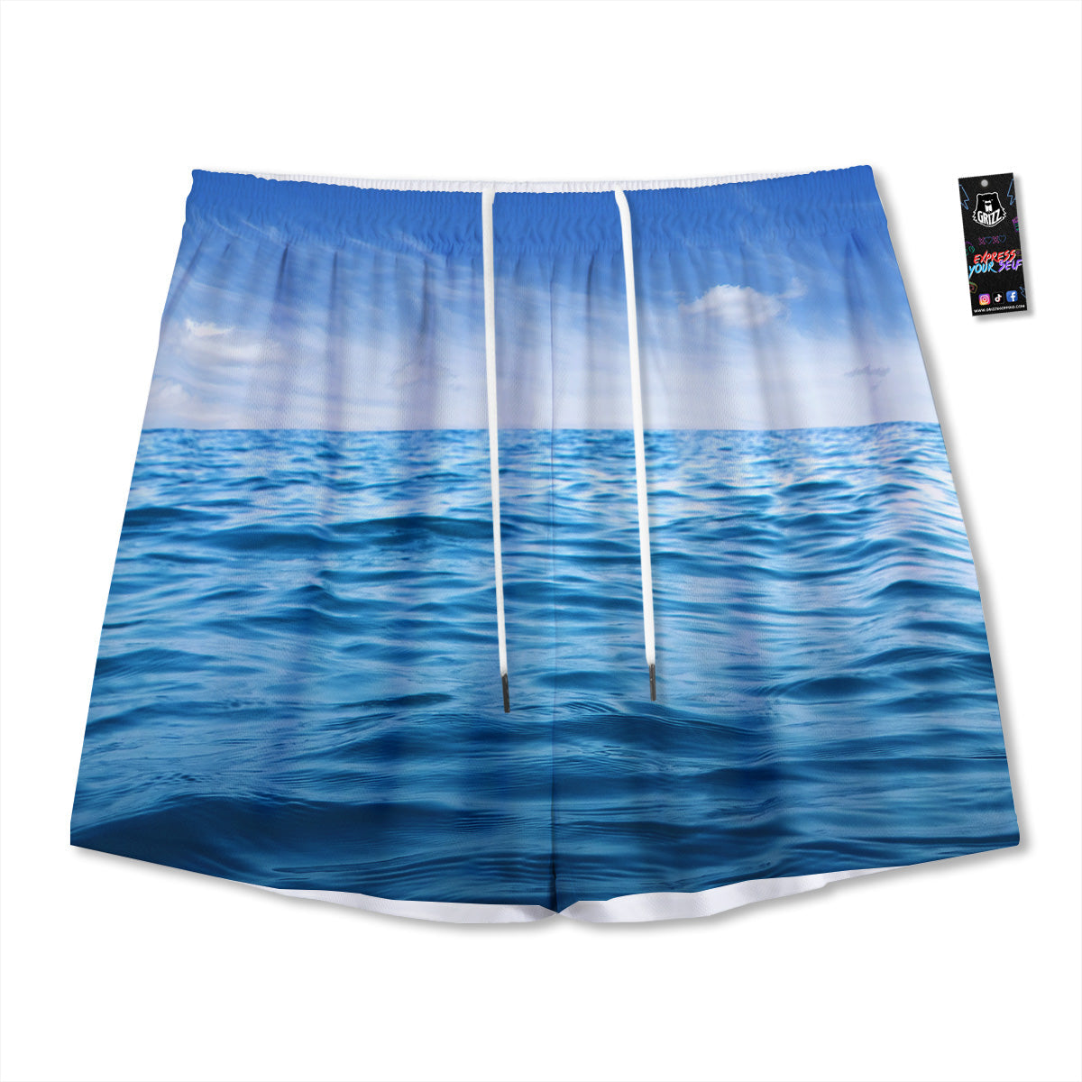 Metal Spiral Dark Navy Print Mesh Shorts