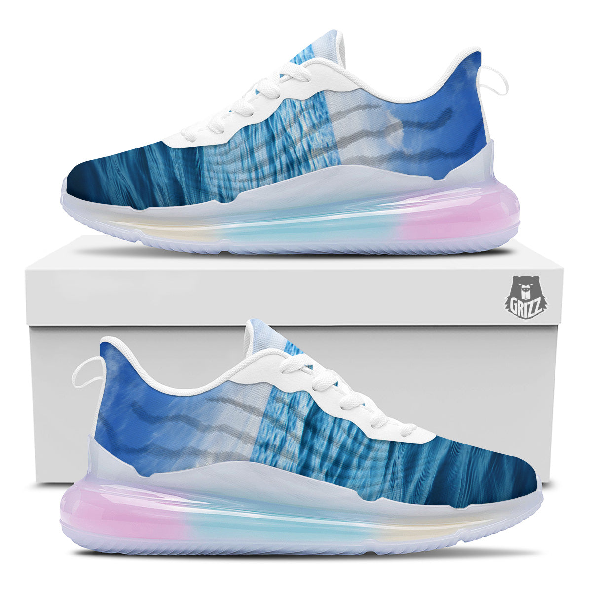 Ocean Blue Print Running Sneakers-grizzshop