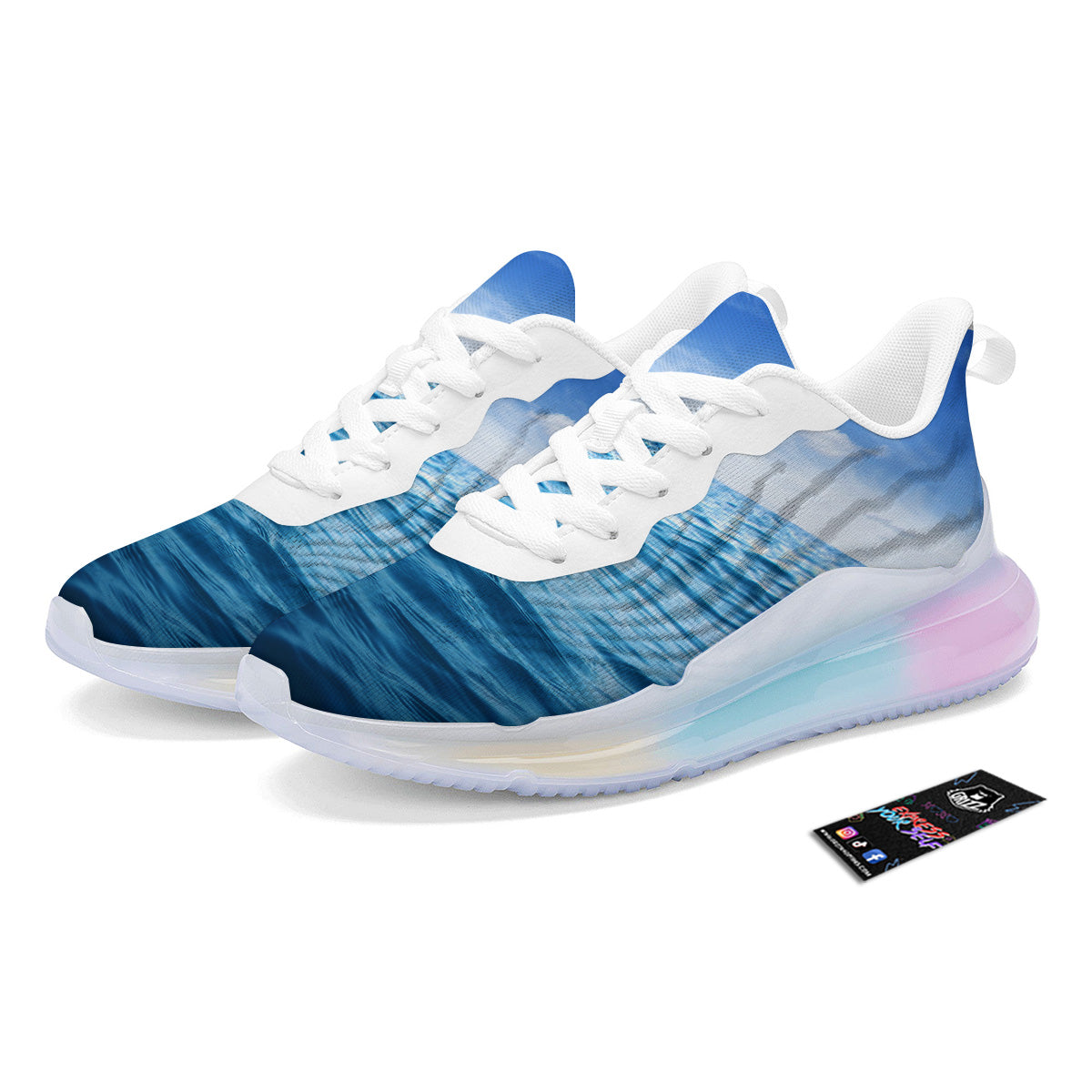 Ocean Blue Print Running Sneakers-grizzshop