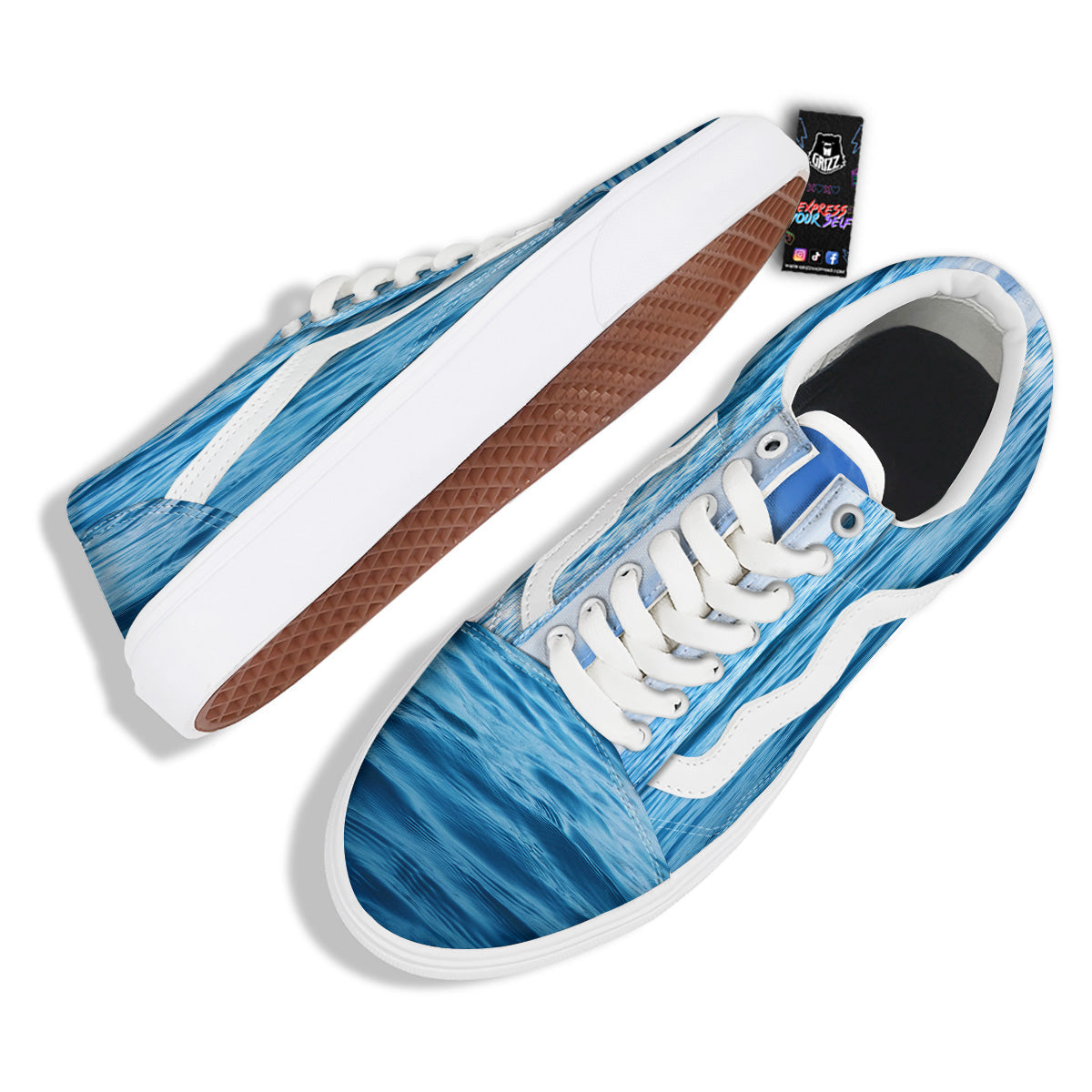 Ocean Blue Print Skate Shoes-grizzshop