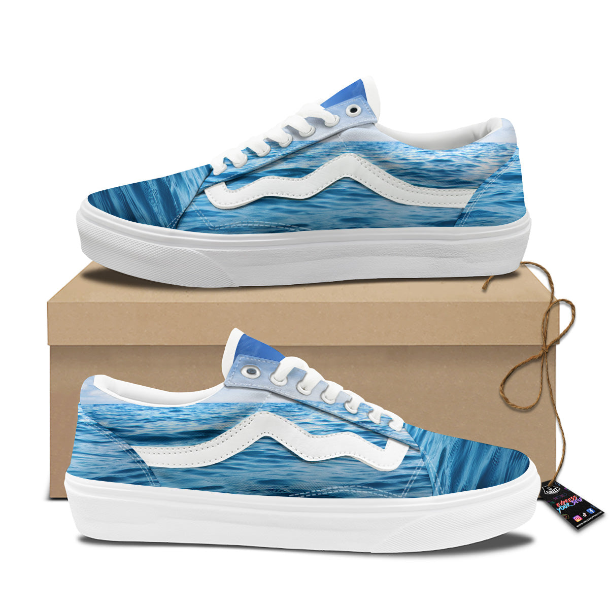 Ocean Blue Print Skate Shoes-grizzshop