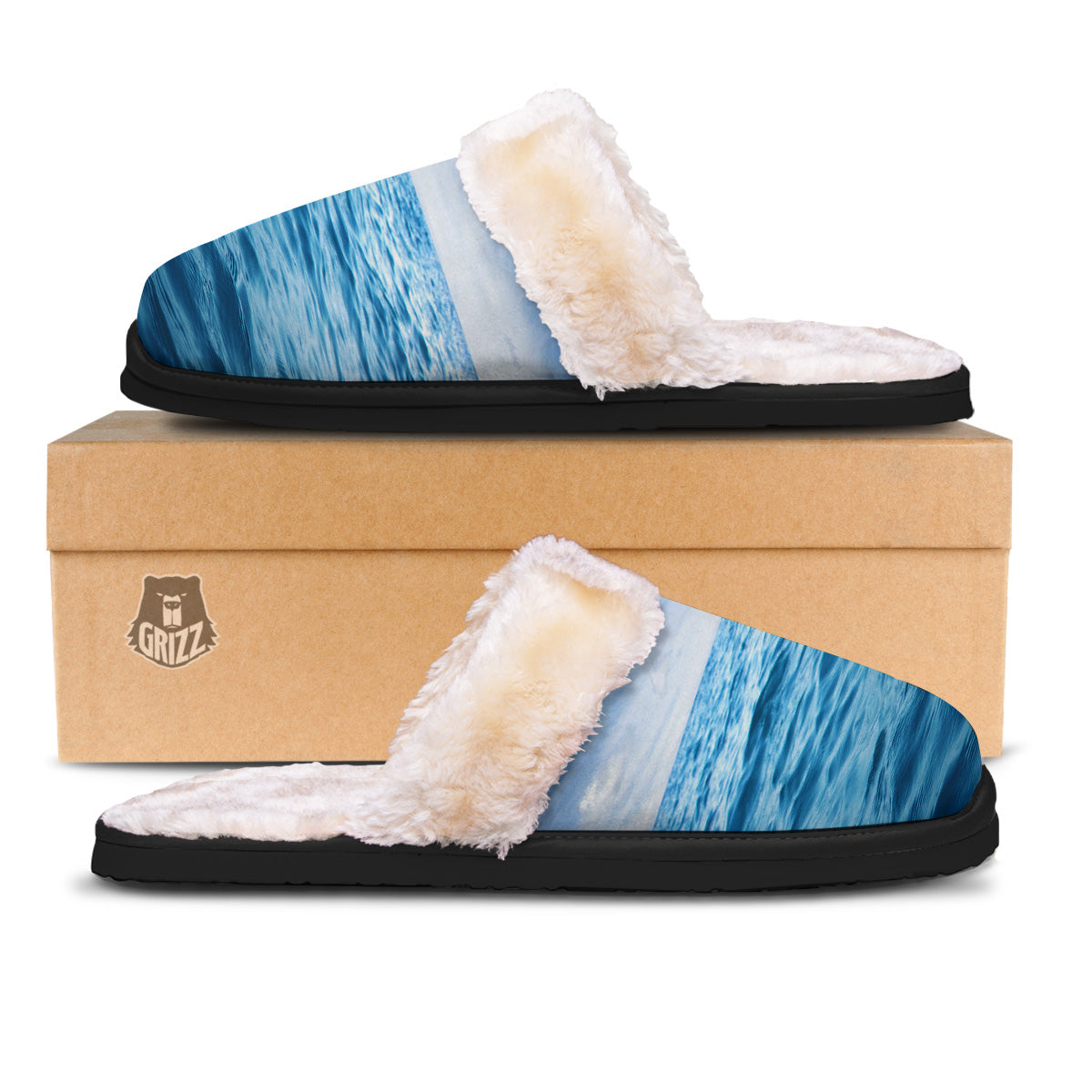 Ocean Blue Print Slippers-grizzshop