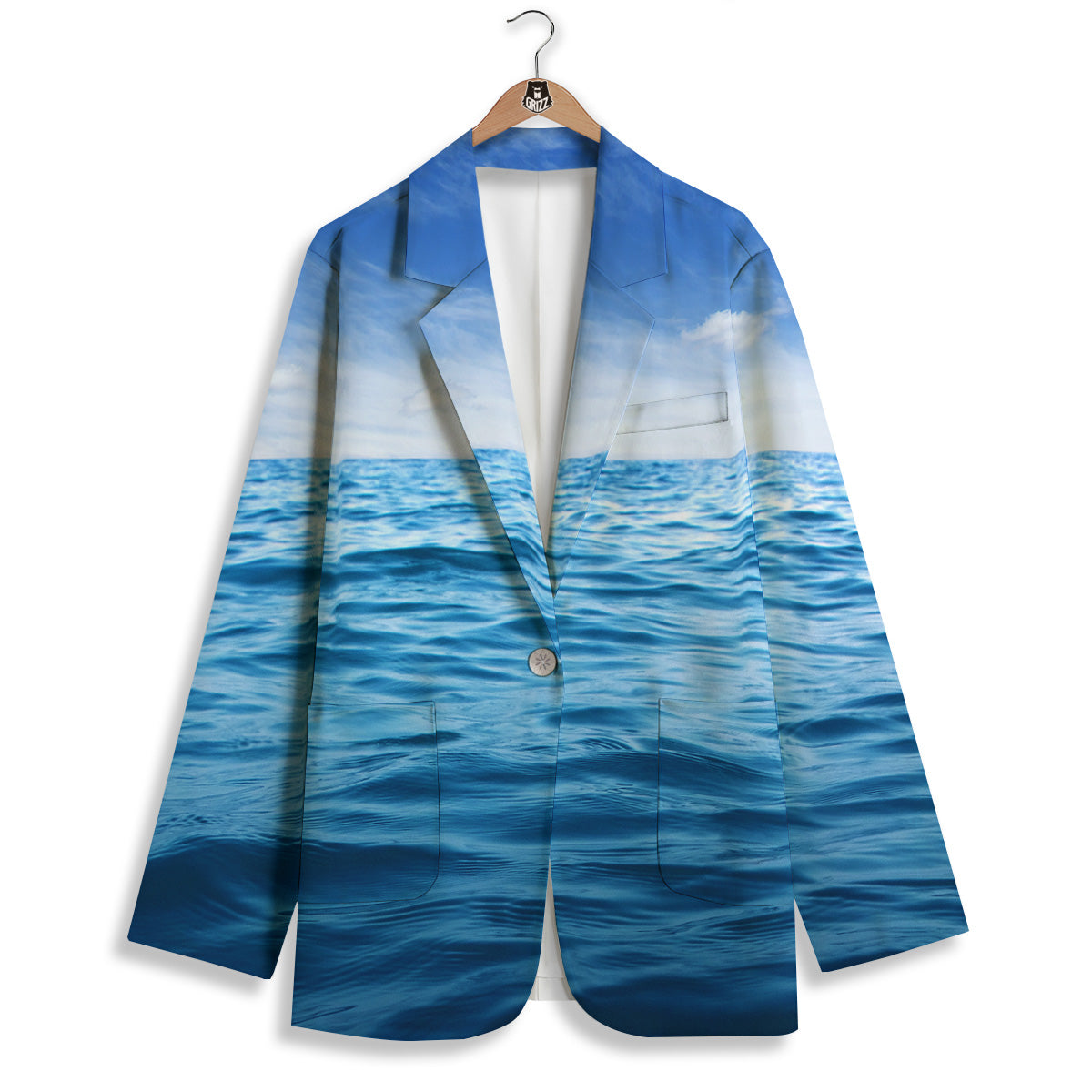 Ocean Blue Print Women's Blazer-grizzshop