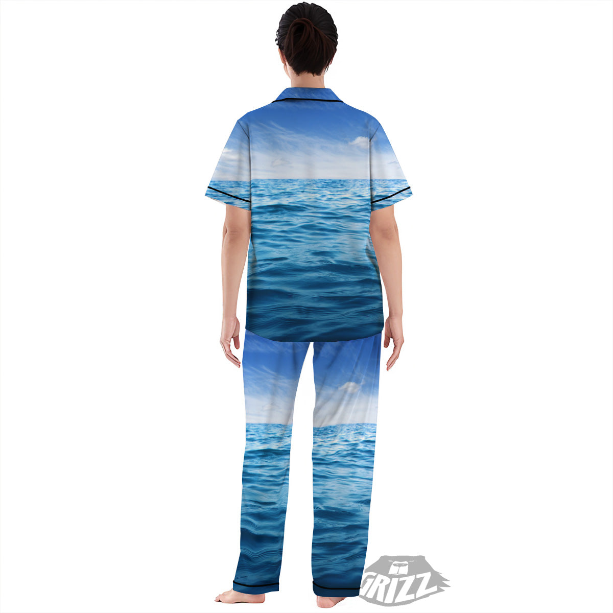 Ocean Blue Print Women's Pajamas Set-grizzshop