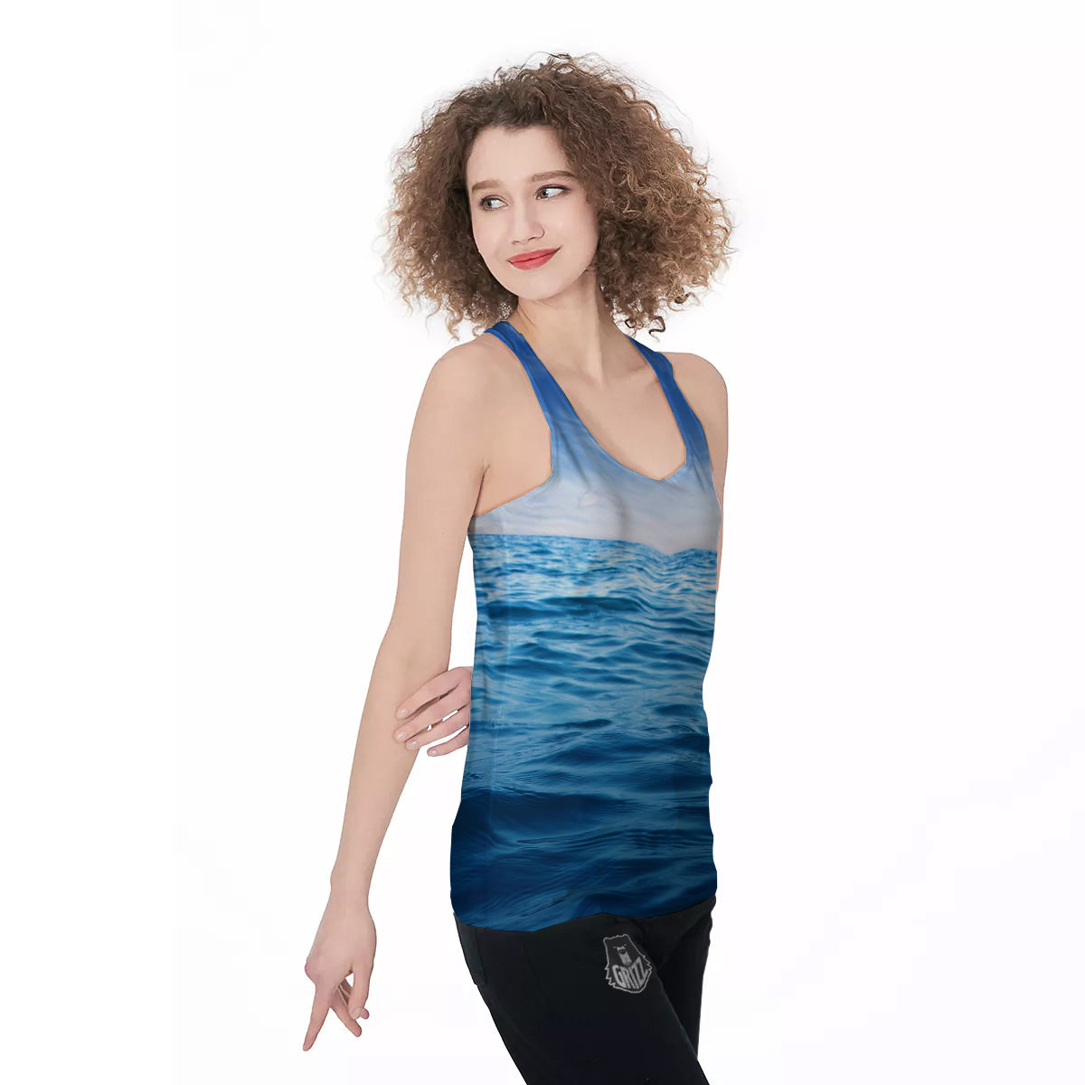 Ocean Blue Print Women's Racerback Tank Top-grizzshop