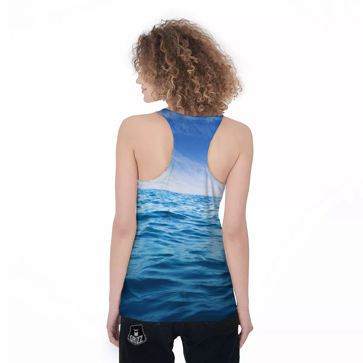Ocean Blue Print Women's Racerback Tank Top-grizzshop