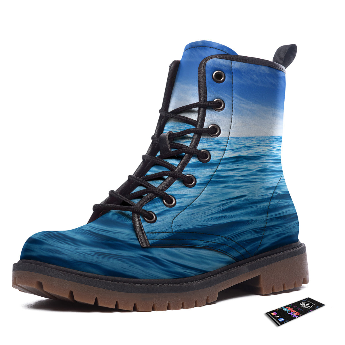 Ocean Blue Print Work Boots-grizzshop