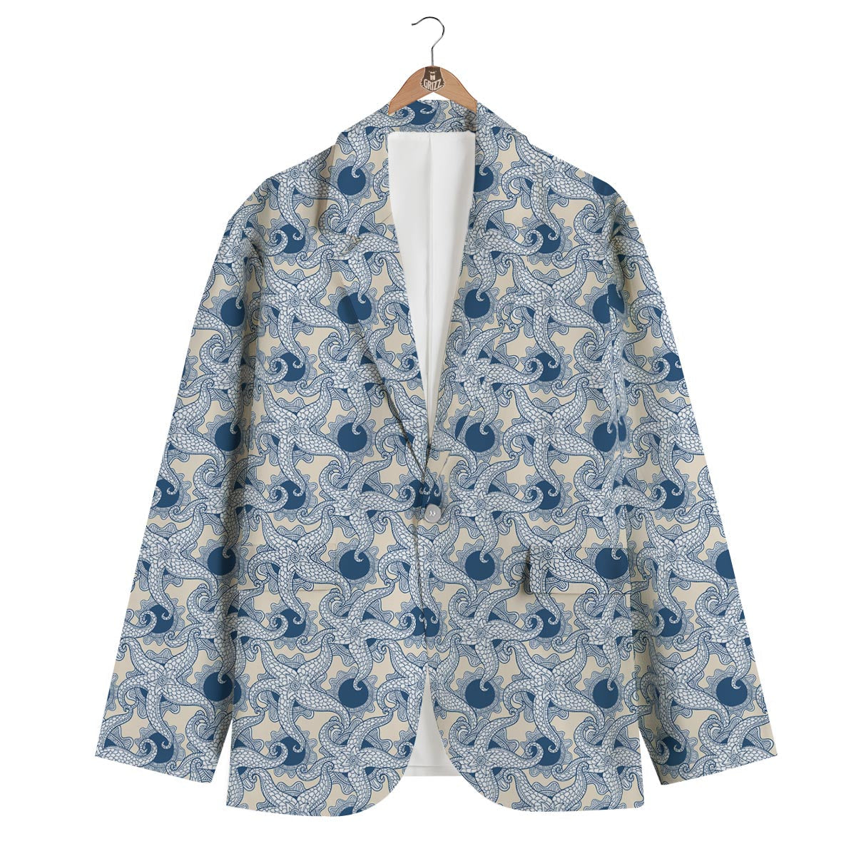 Ocean Octopus Pattern Print Men's Blazer-grizzshop