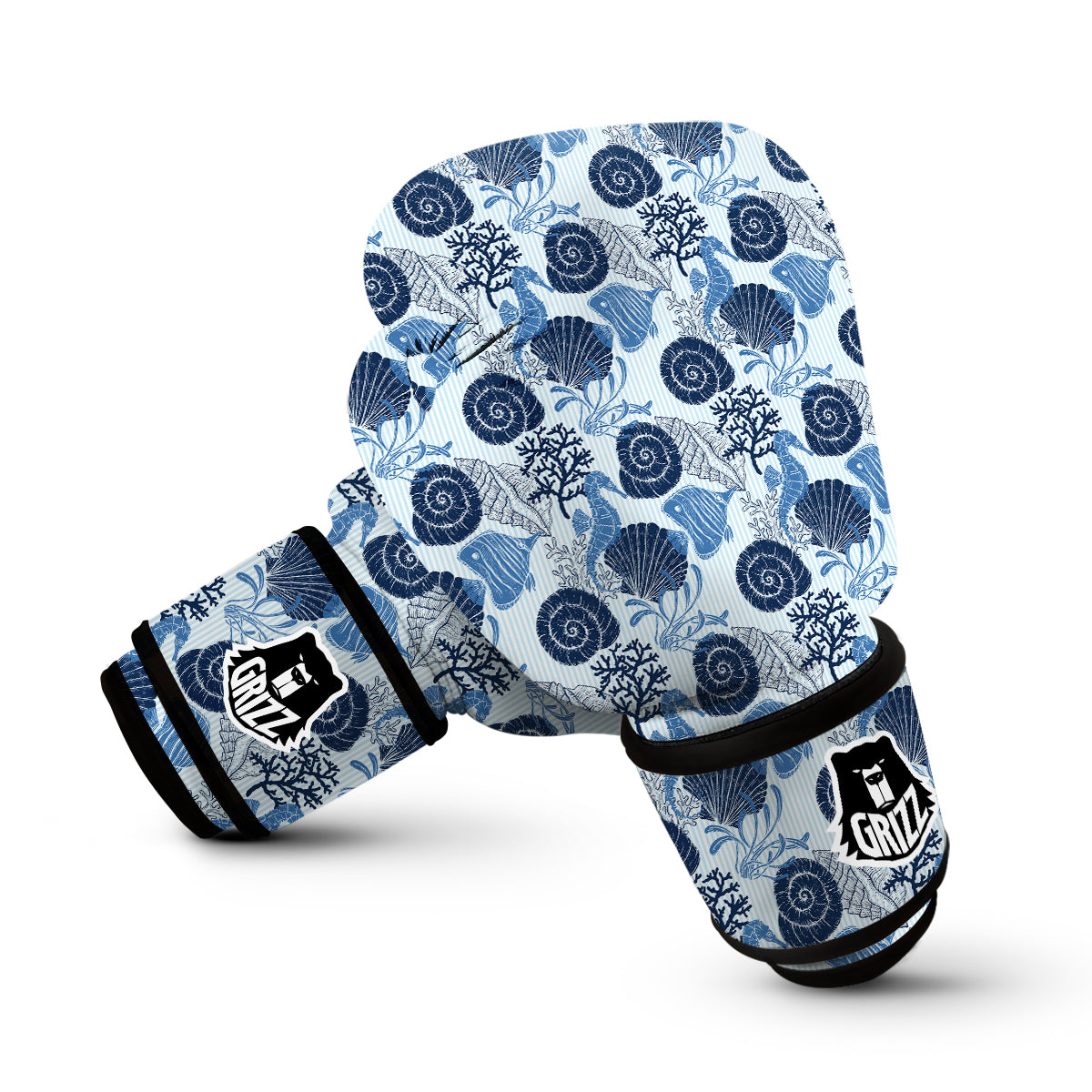 Ocean Pattern Print Boxing Gloves-grizzshop