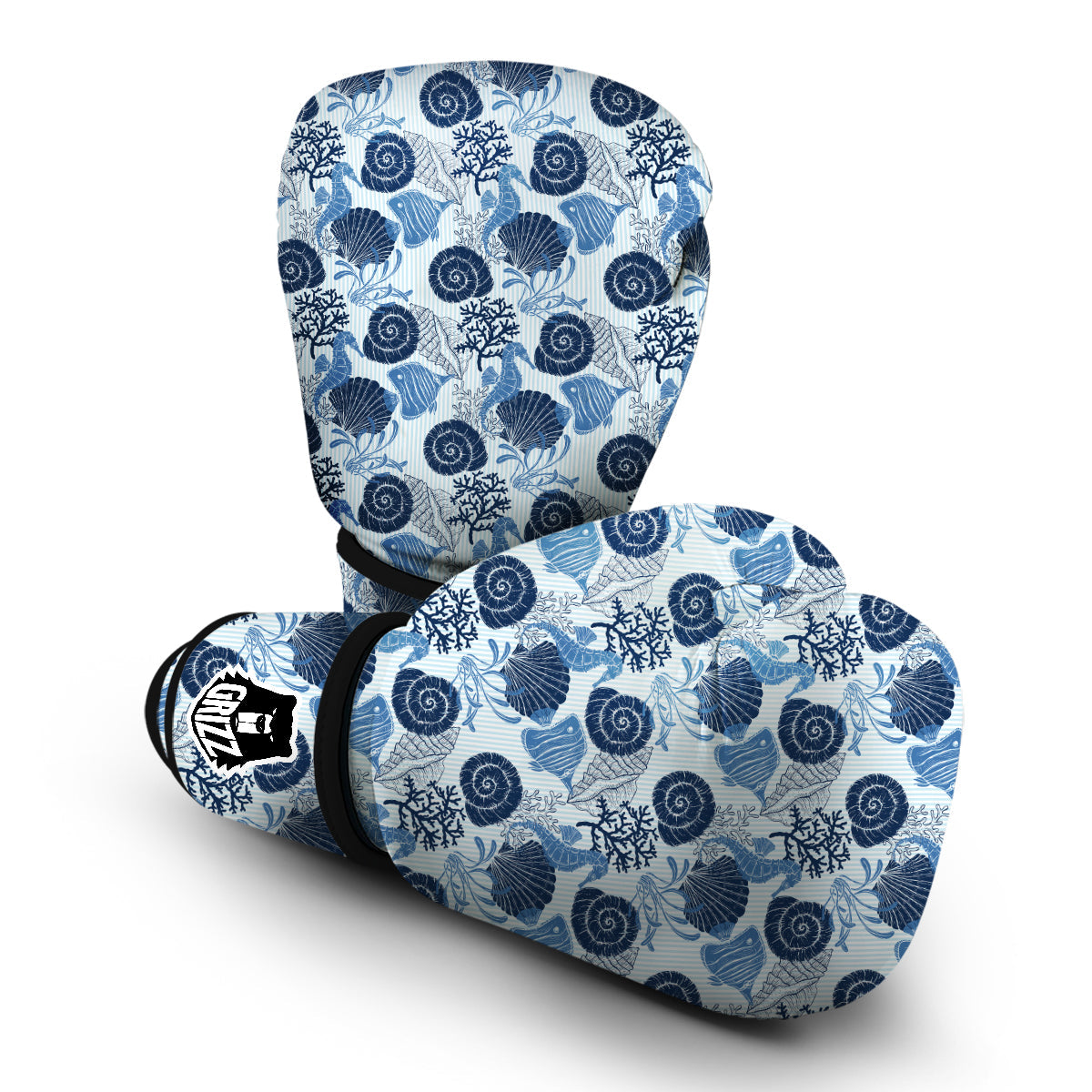 Ocean Pattern Print Boxing Gloves-grizzshop