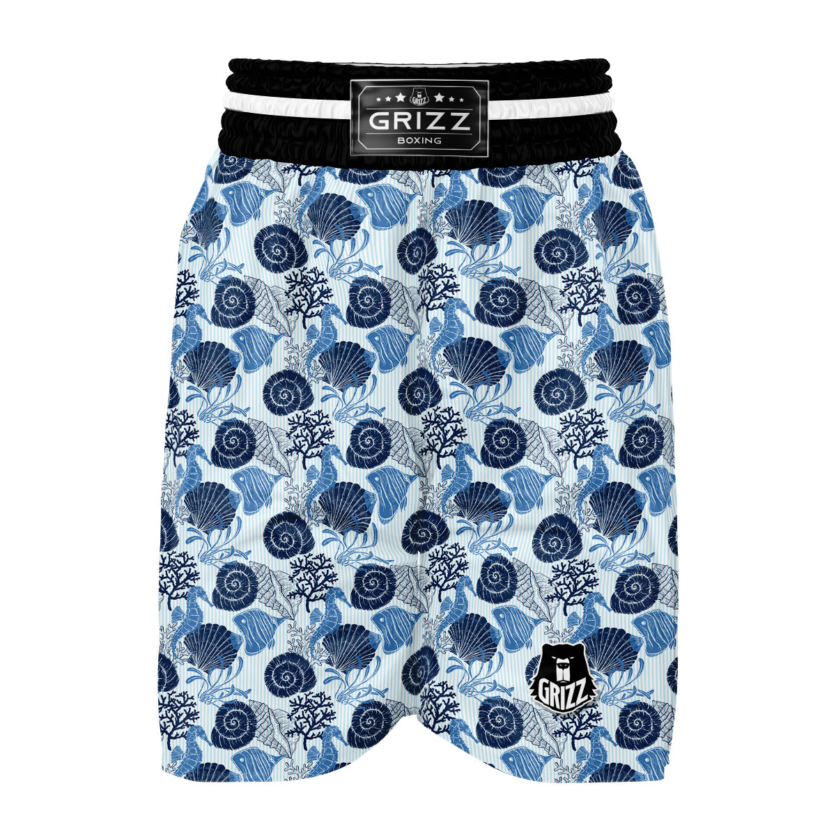 Ocean Pattern Print Boxing Shorts-grizzshop