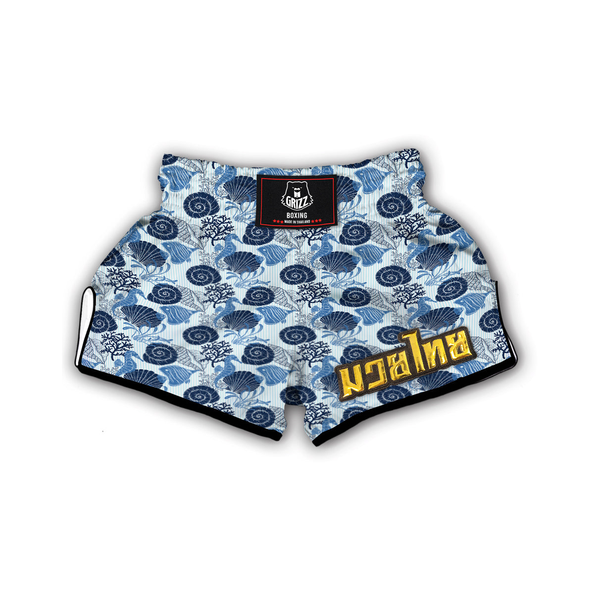 Ocean Pattern Print Muay Thai Boxing Shorts-grizzshop