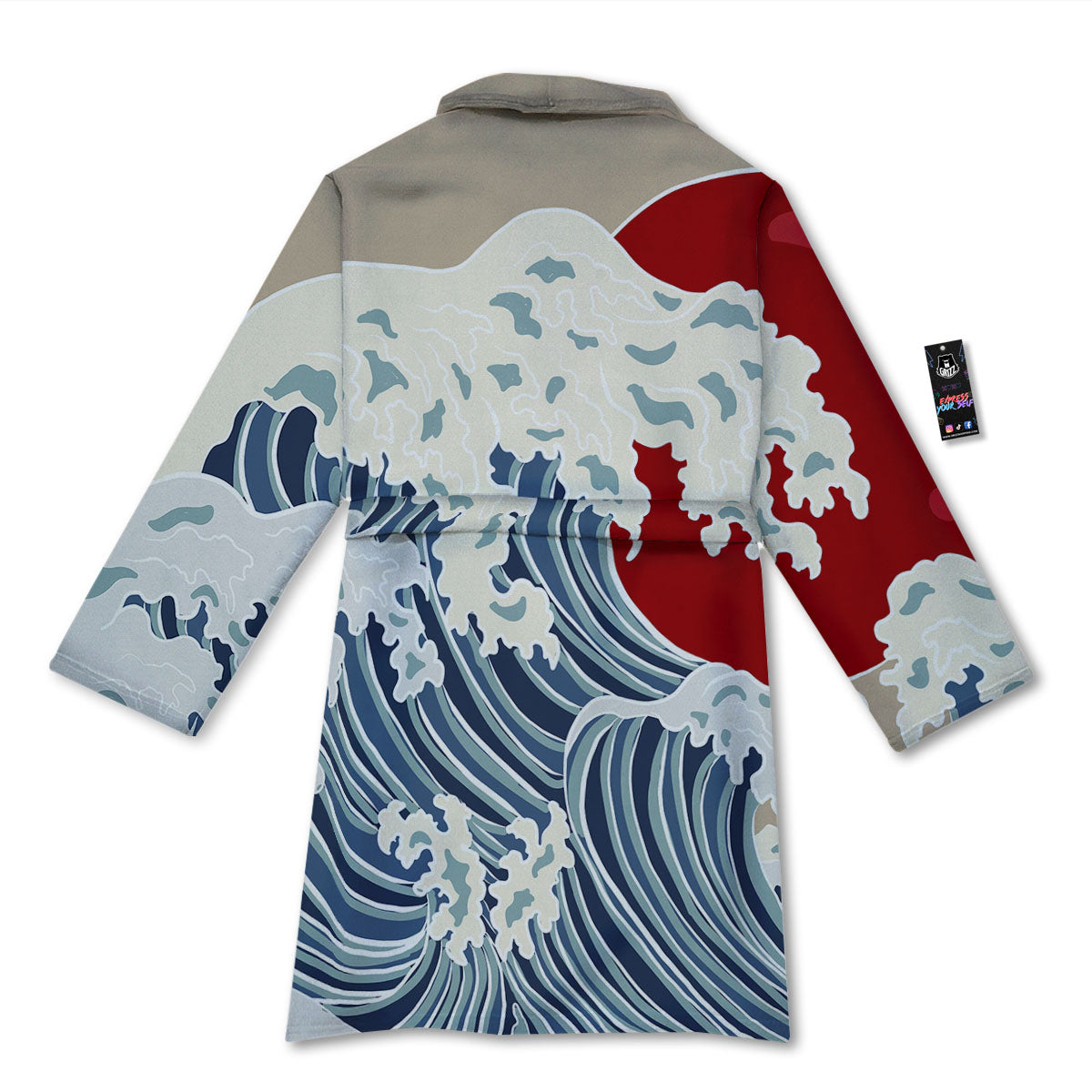 Ocean Wave Japanese Print Bathrobe-grizzshop