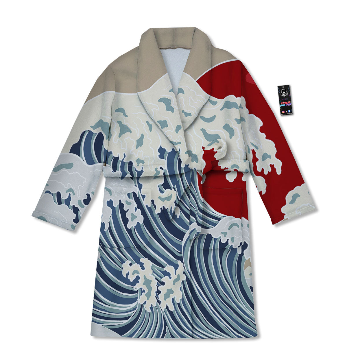 Ocean Wave Japanese Print Bathrobe-grizzshop