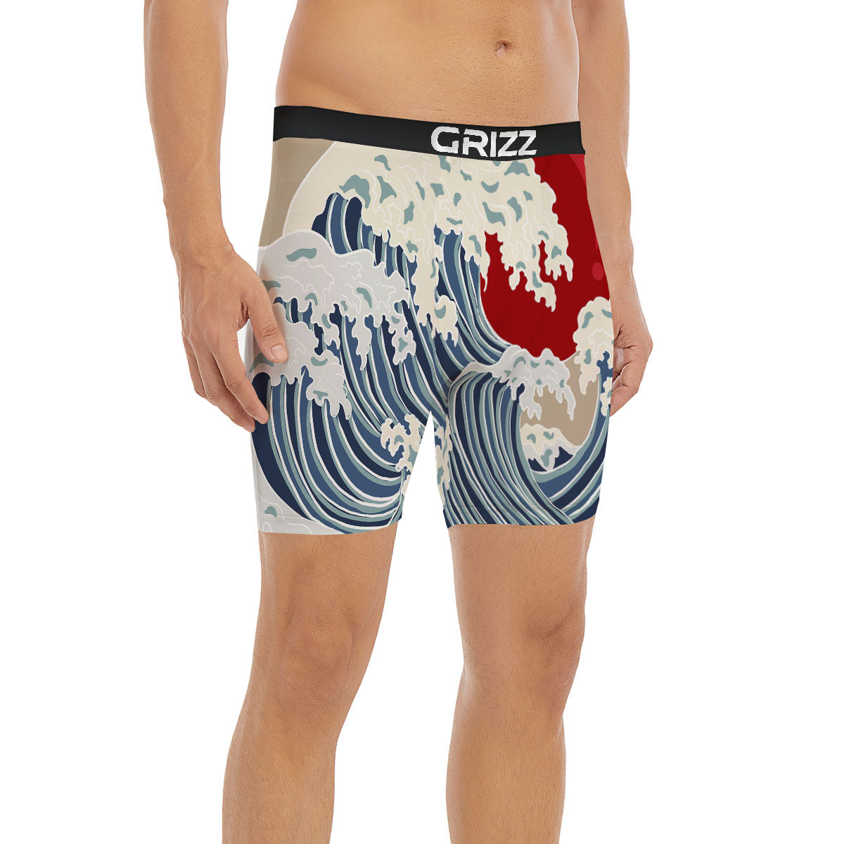 Ocean Wave Japanese Print Boxer Briefs-grizzshop