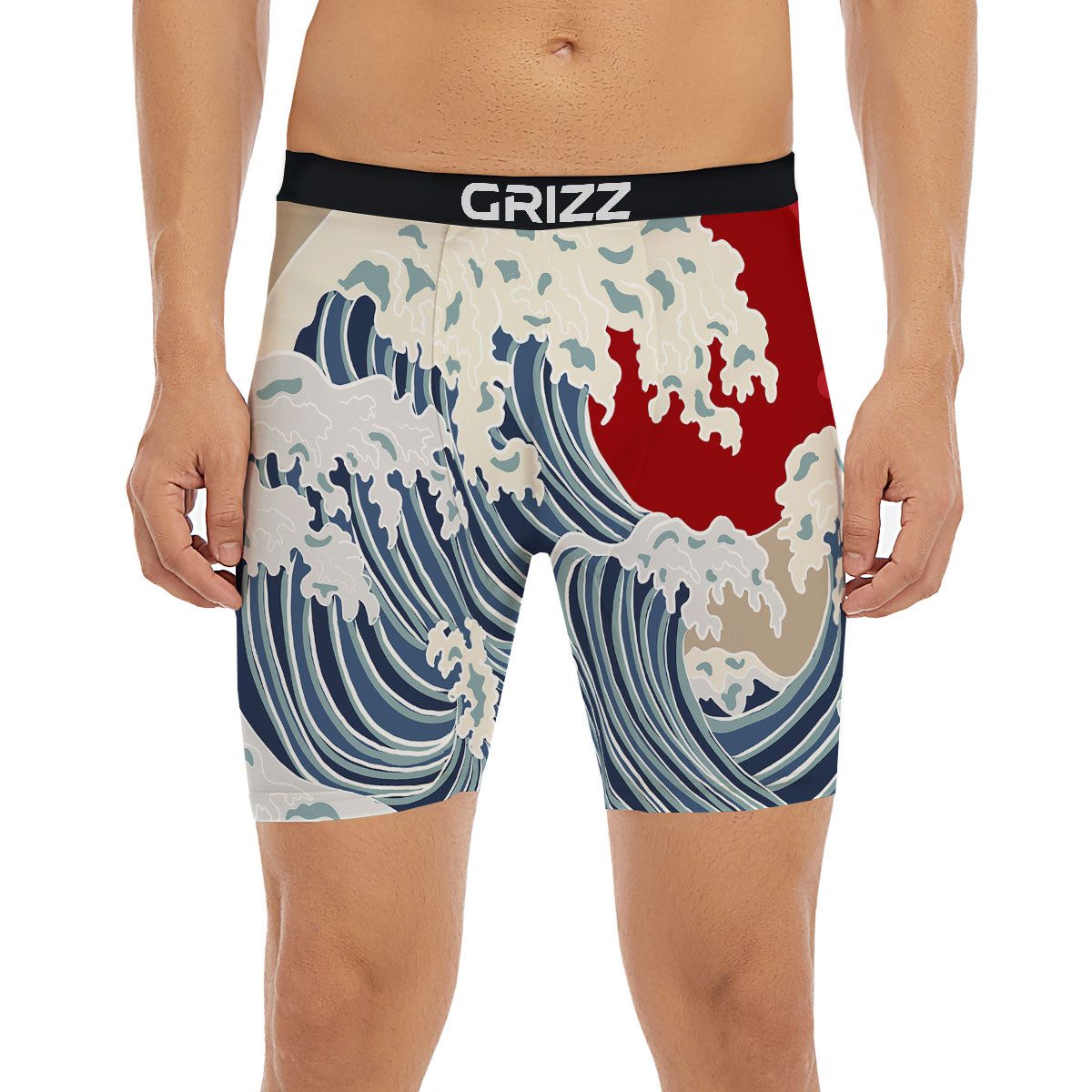 Ocean Wave Japanese Print Boxer Briefs-grizzshop