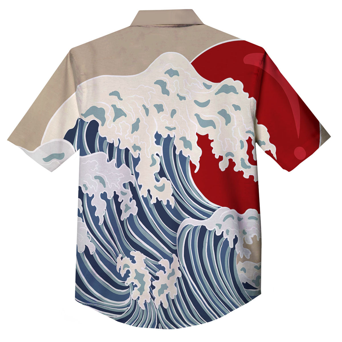 Ocean Wave Japanese Print Button Up Shirt-grizzshop