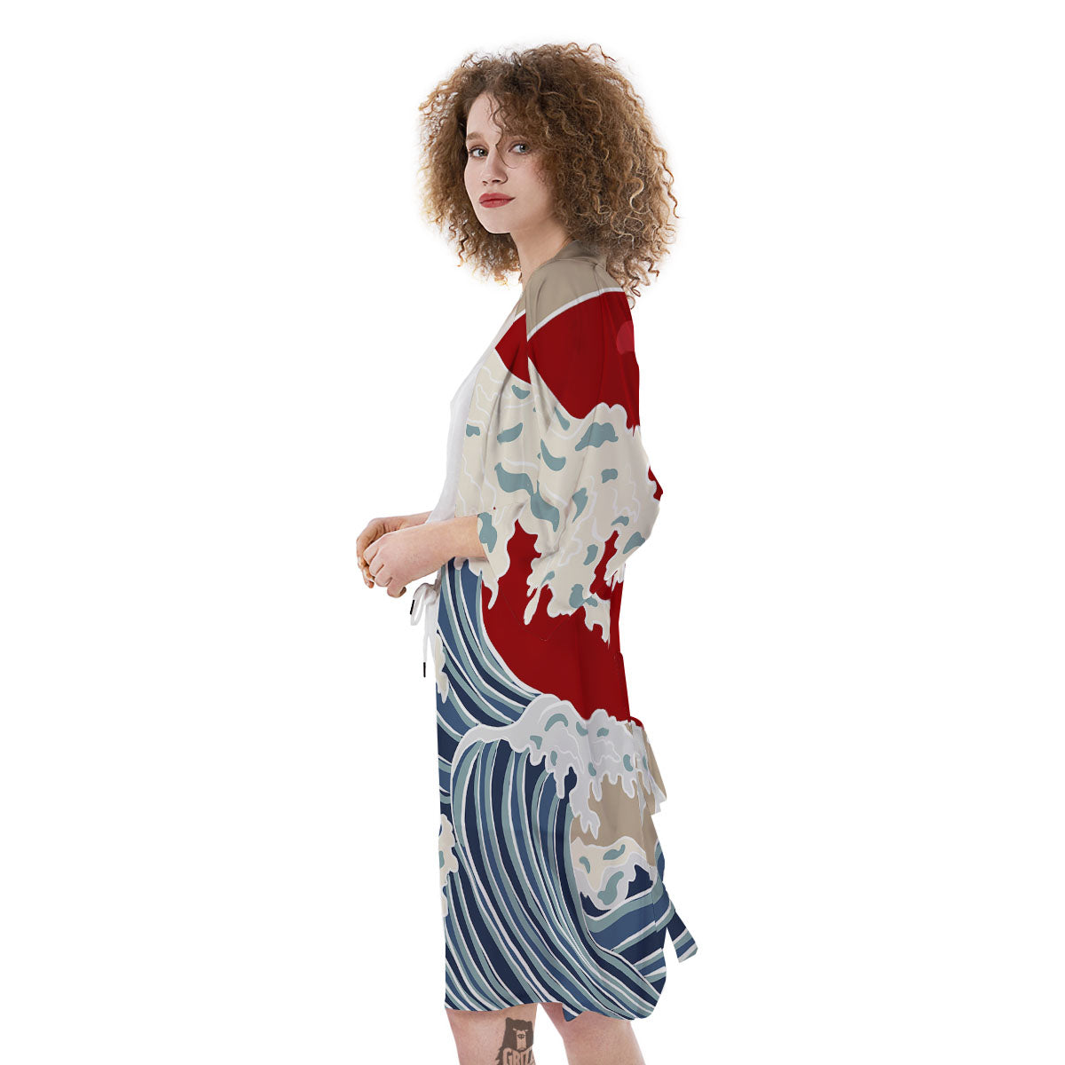Ocean Wave Japanese Print Kimono-grizzshop