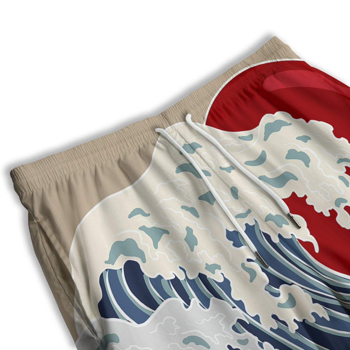 Ocean Wave Japanese Print Men's Athletic Shorts