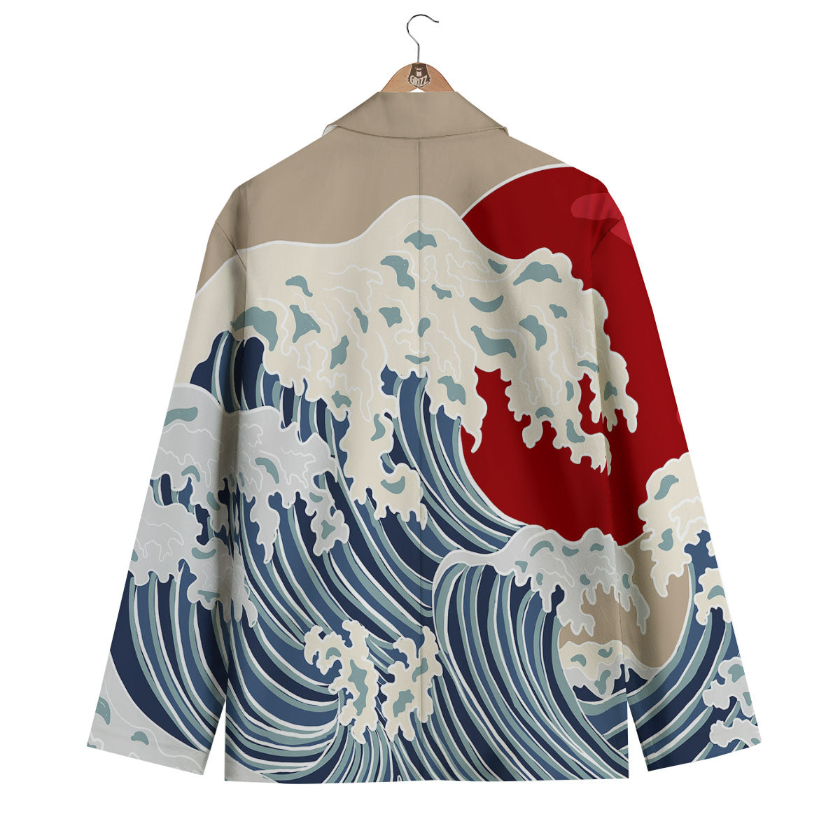 Ocean Wave Japanese Print Men's Blazer-grizzshop