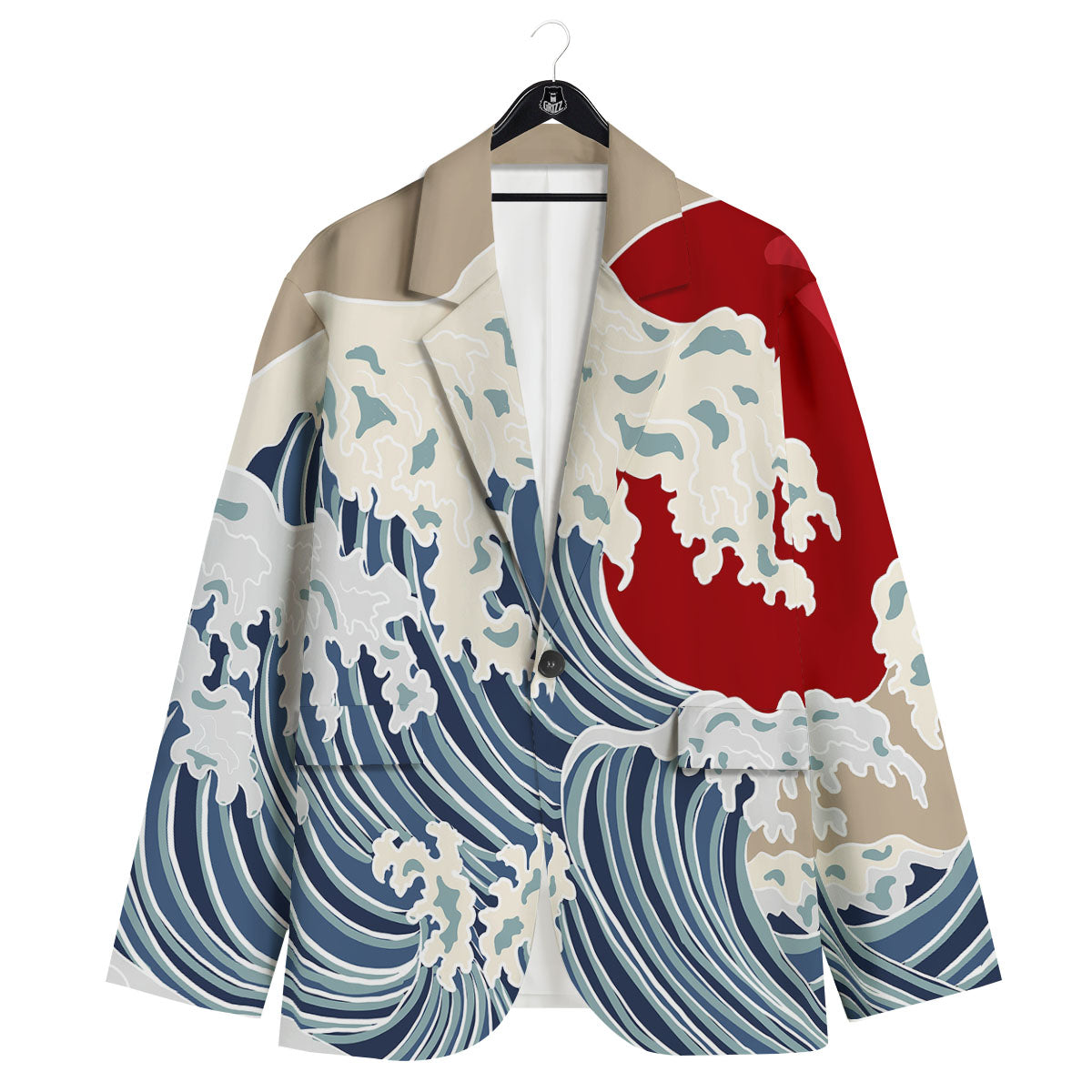 Ocean Wave Japanese Print Men's Sport Coat-grizzshop