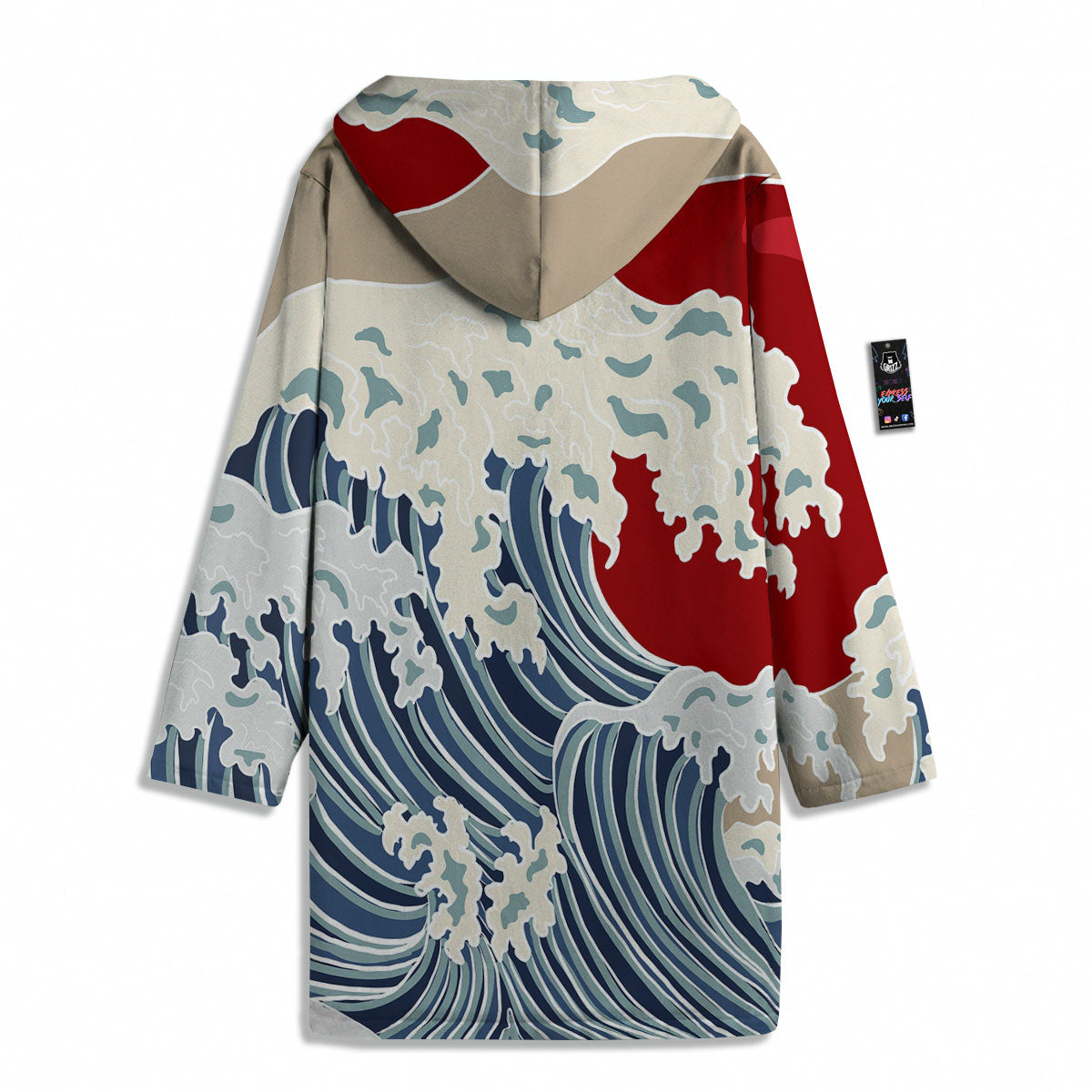Ocean Wave Japanese Print Men's Windbreaker Jacket-grizzshop