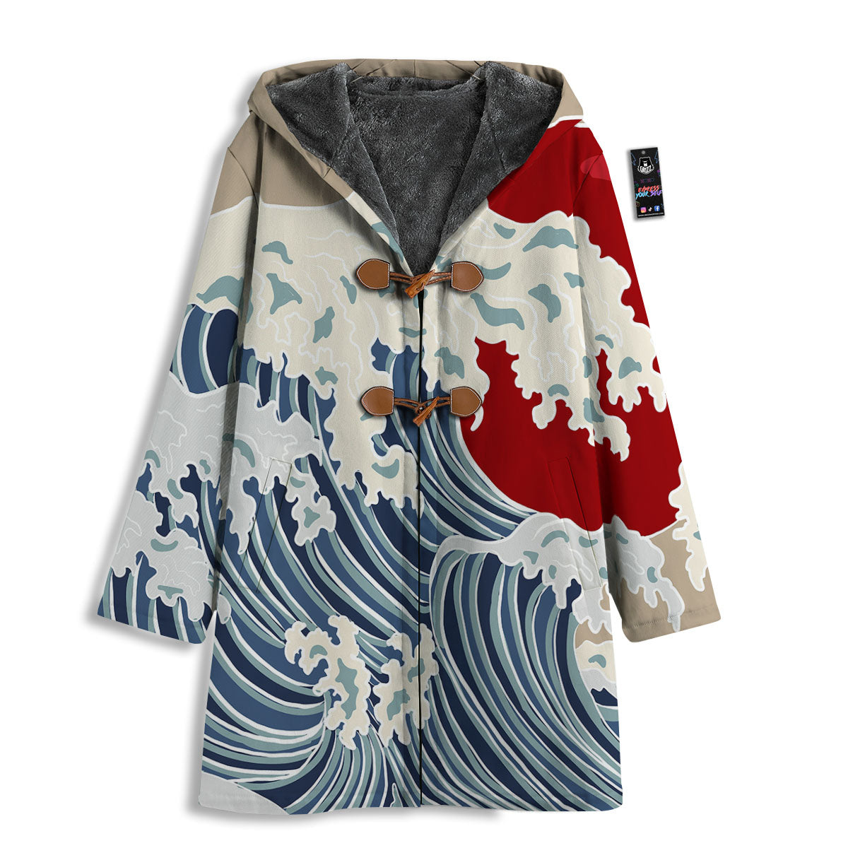 Ocean Wave Japanese Print Men's Windbreaker Jacket-grizzshop