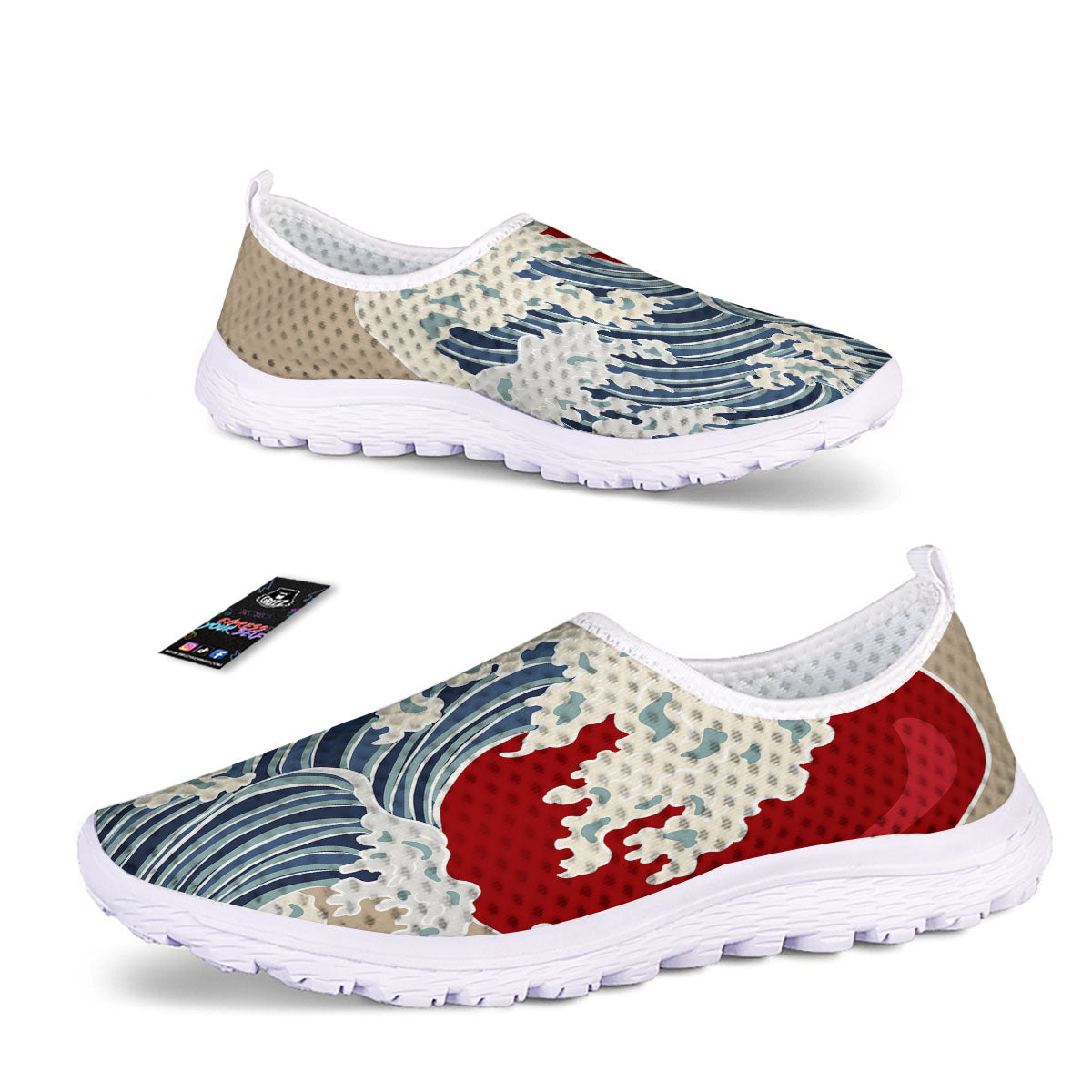 Ocean Wave Japanese Print Nurse Shoes-grizzshop