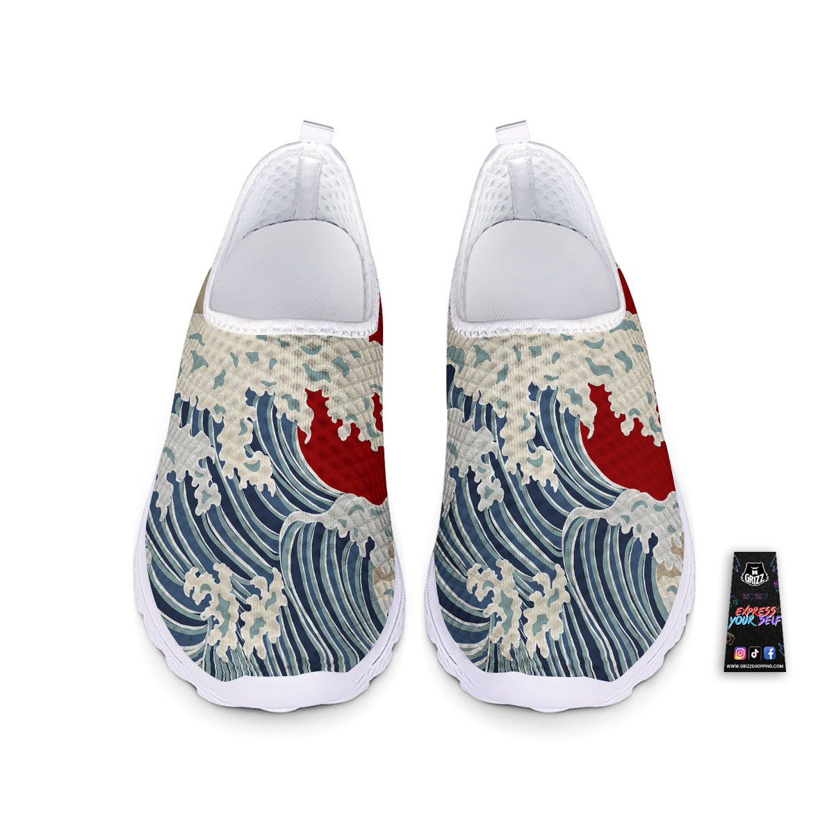 Ocean Wave Japanese Print Nurse Shoes-grizzshop