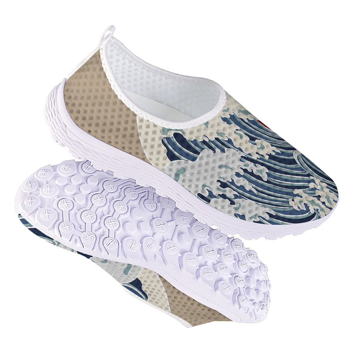 Ocean Wave Japanese Print Nurse Shoes-grizzshop
