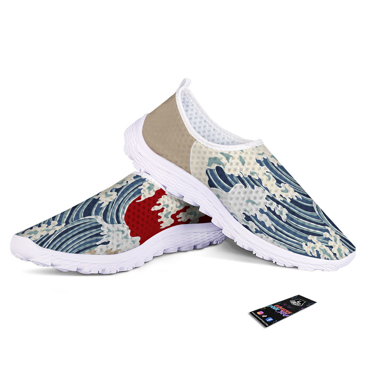 Ocean Wave Japanese Print Nurse Shoes-grizzshop