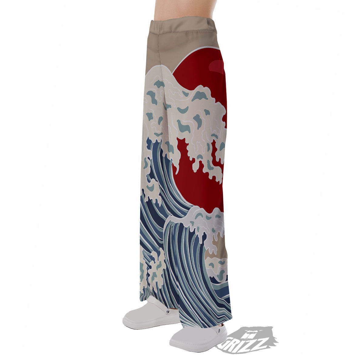 Ocean Wave Japanese Print Pajama Pants-grizzshop