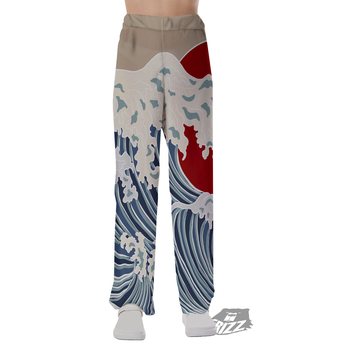 Ocean Wave Japanese Print Pajama Pants-grizzshop