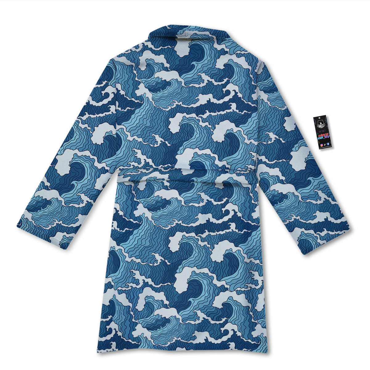 Ocean Wave Japanese Print Pattern Bathrobe-grizzshop