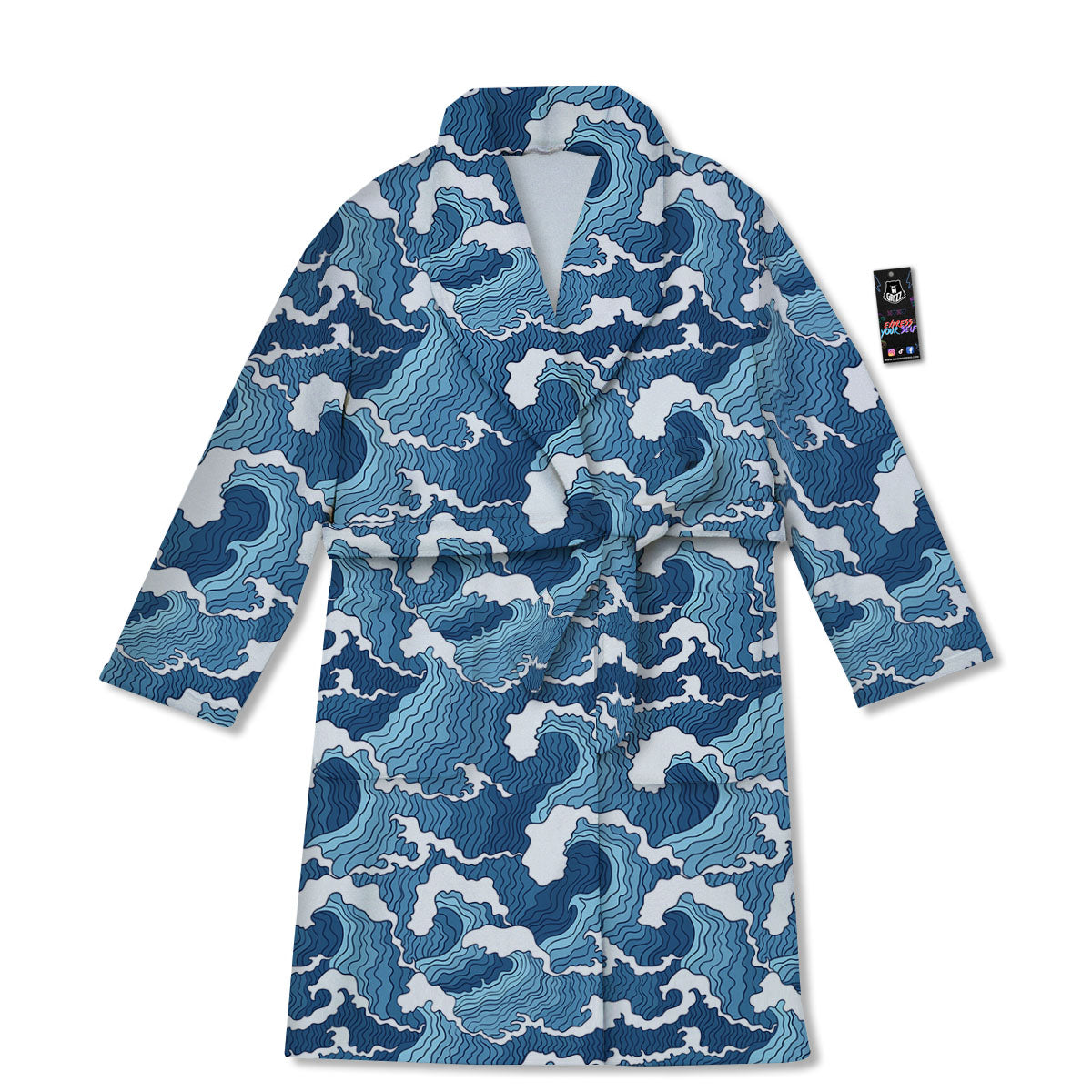 Ocean Wave Japanese Print Pattern Bathrobe-grizzshop