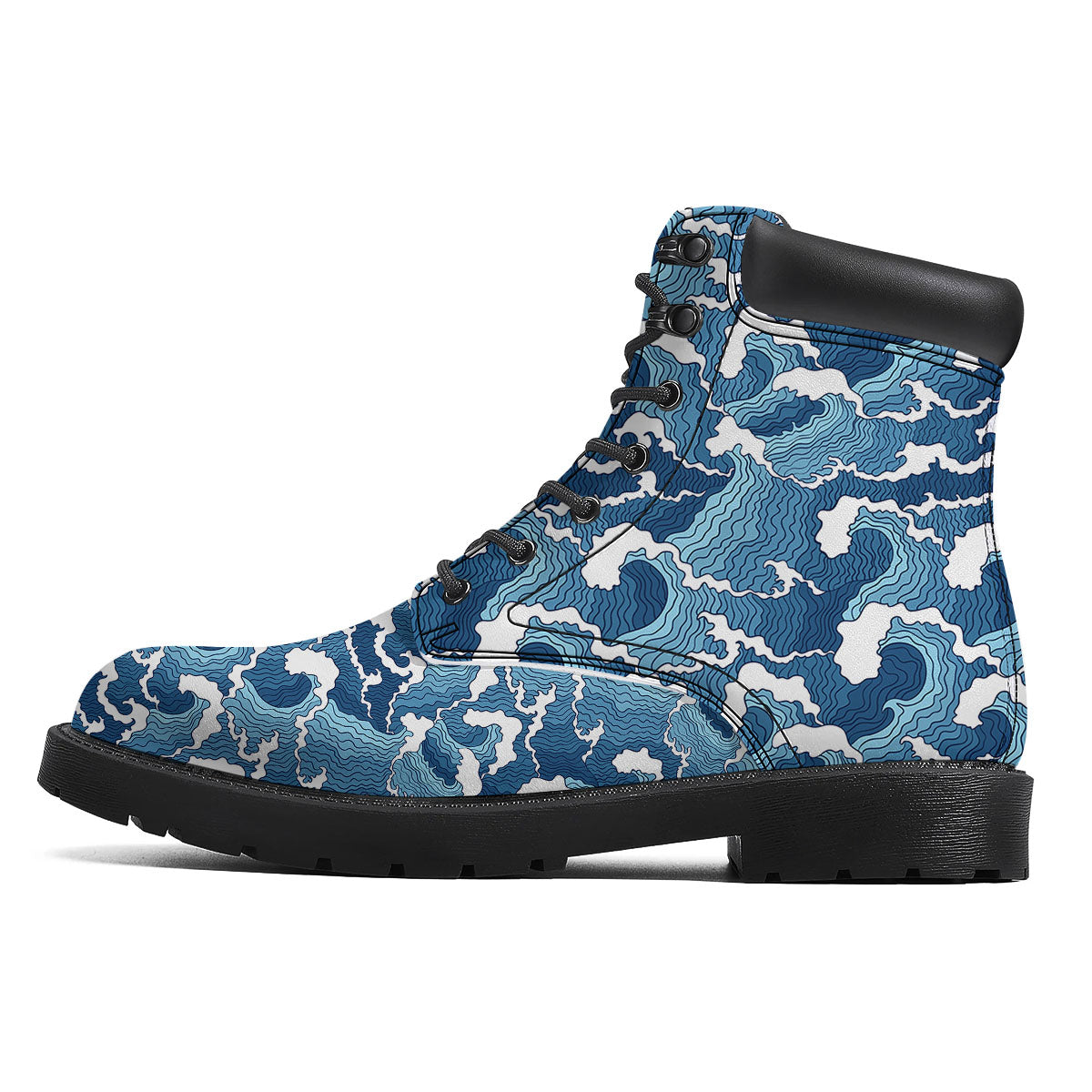 Ocean Wave Japanese Print Pattern Boots-grizzshop