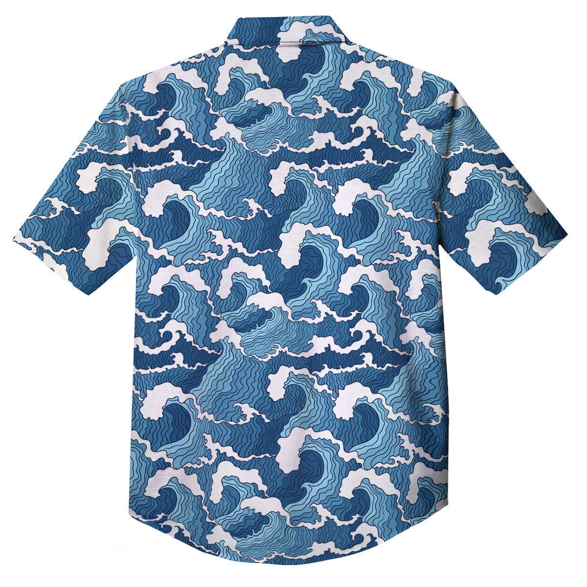 Ocean Wave Japanese Print Pattern Button Up Shirt-grizzshop