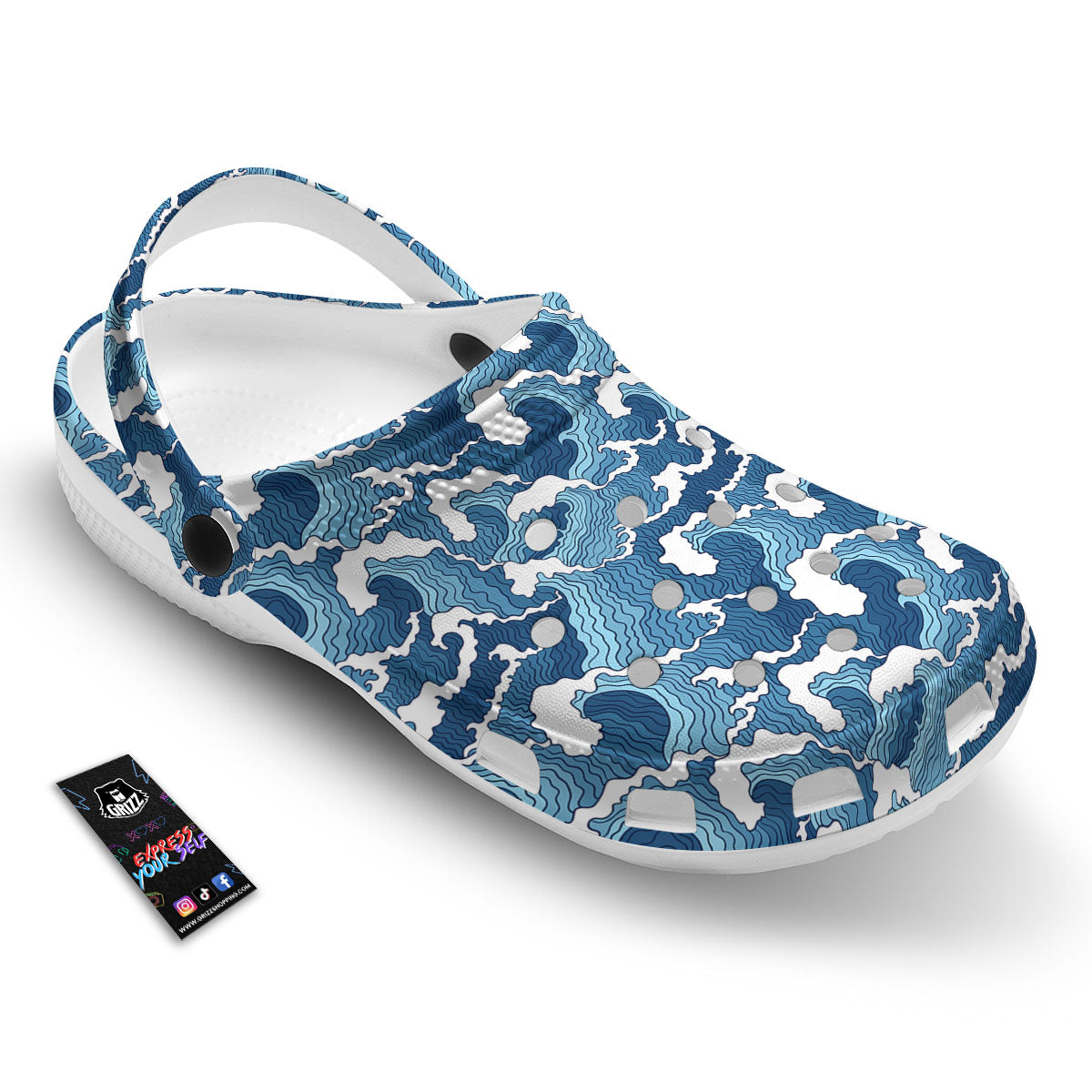 Ocean Wave Japanese Print Pattern Clog-grizzshop