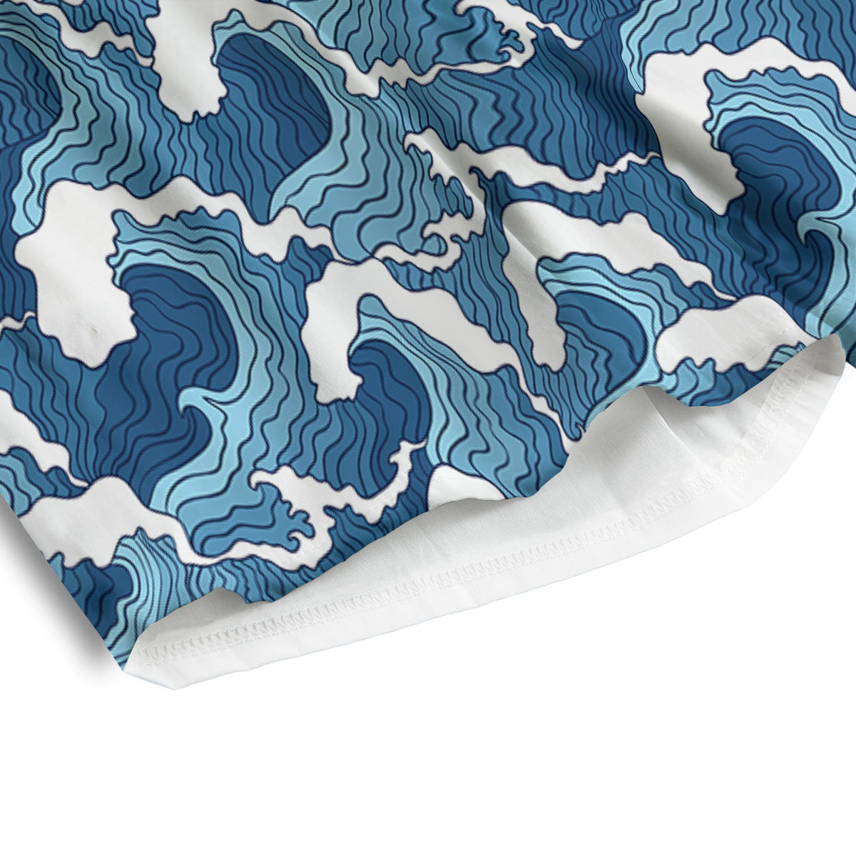 Ocean Wave Japanese Print Pattern Men's Athletic Shorts
